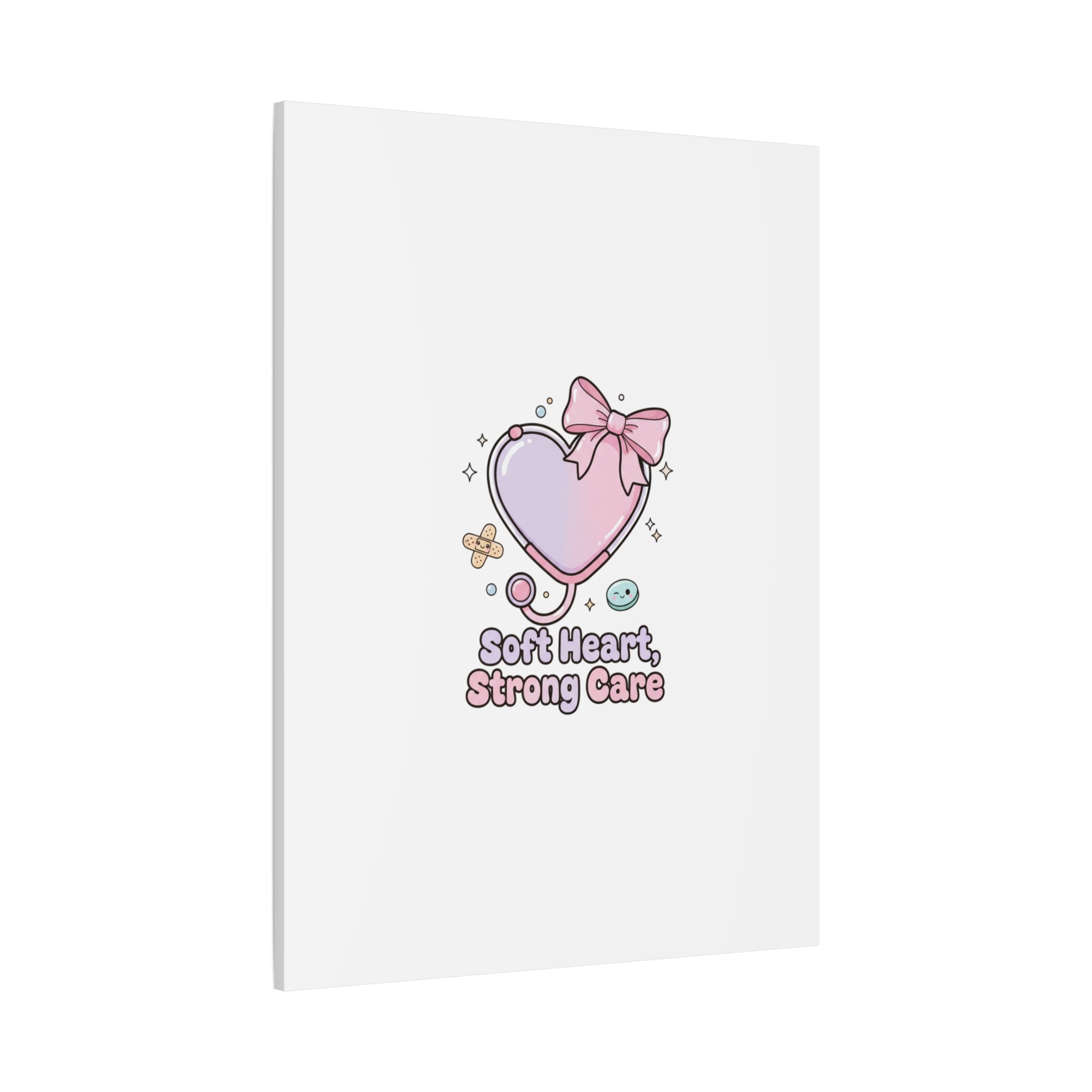 Soft Heart Strong Care Canvas, Pastel Cute Nurse Medical Art | Coquette Healthcare 36" x 36" 1.25"