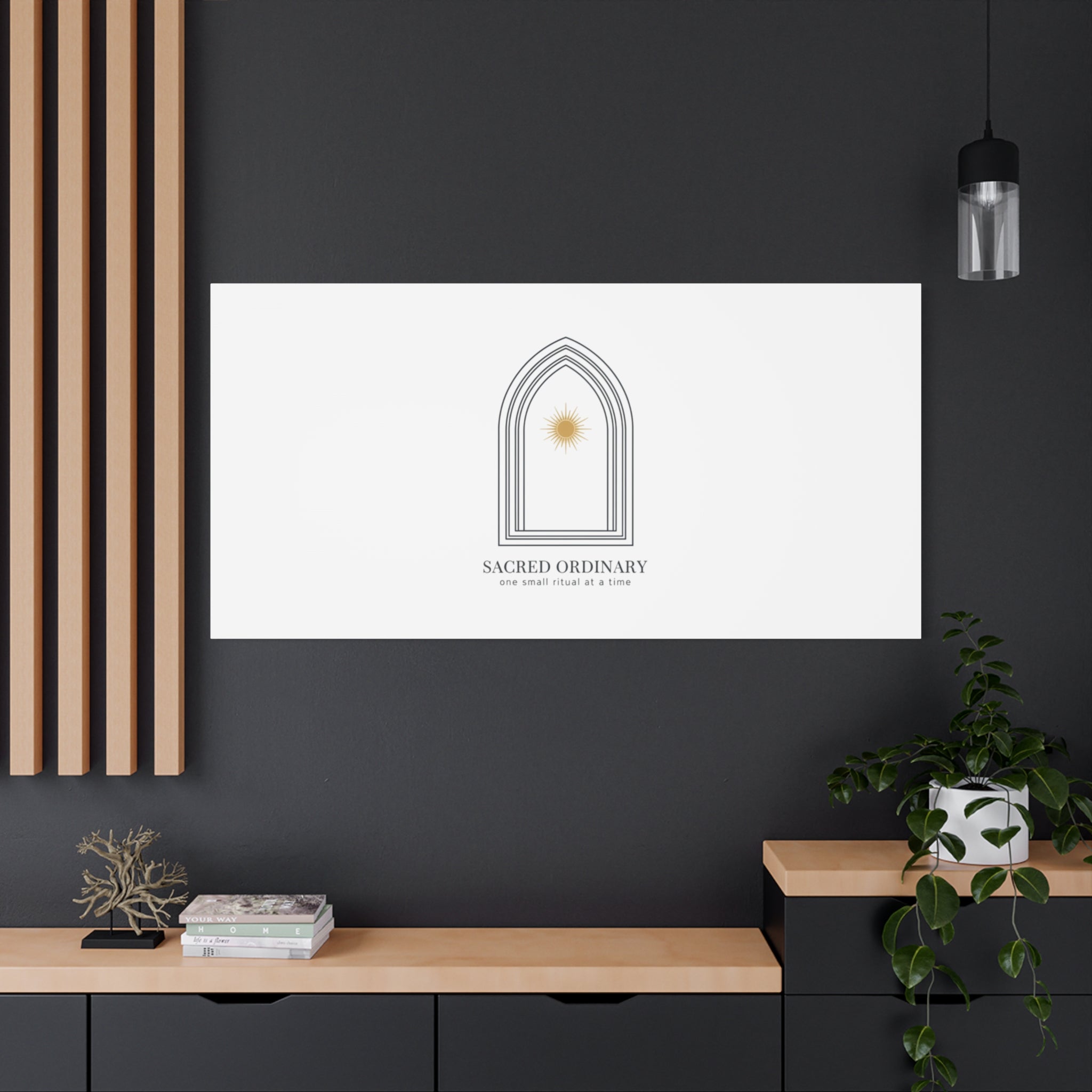 Sacred Ordinary Gothic Arch Canvas | Minimal Scripture Art, Quiet Luxury 36" x 36" 1.25"