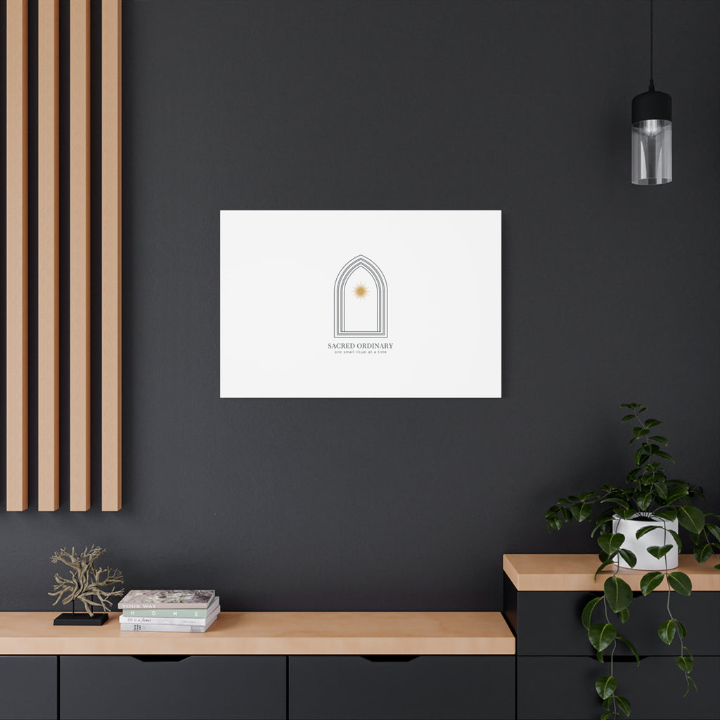 Sacred Ordinary Gothic Arch Canvas | Minimal Scripture Art, Quiet Luxury