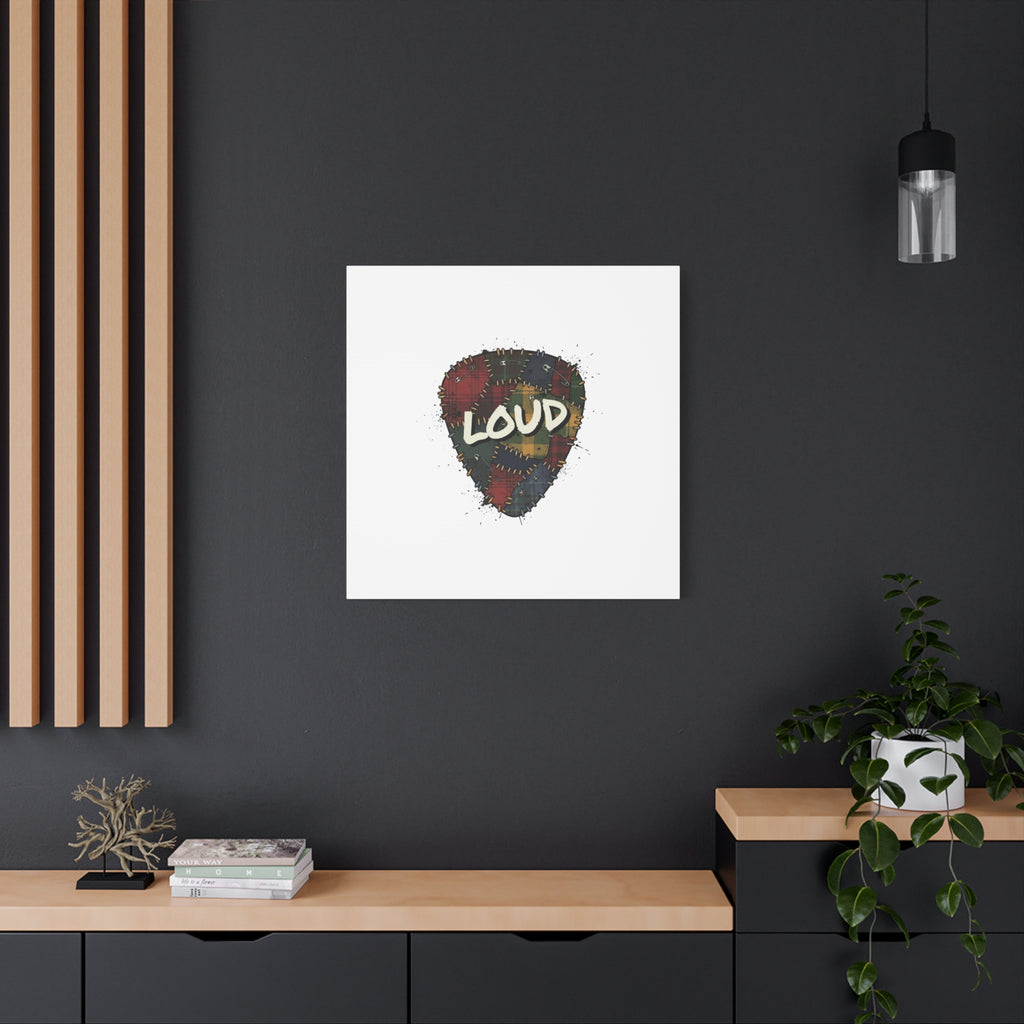 Plaid Patchwork Guitar Pick Canvas, Grunge Revival, 90s Rock Plaid Aesthetic 36" x 36" 1.25"