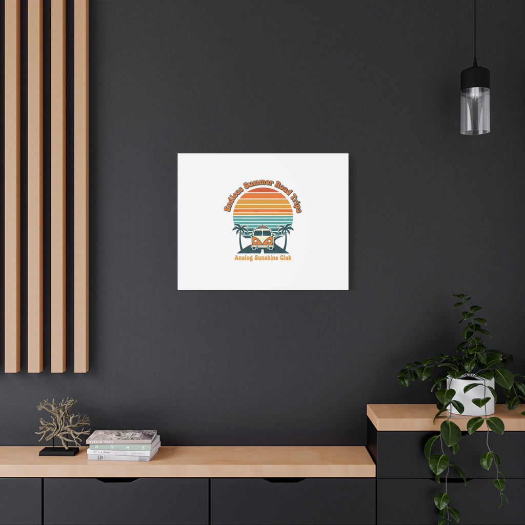 Endless Summer Road Trips Canvas | 1970s Sunset, Retro Surf Palm Art 36" x 36" 1.25"