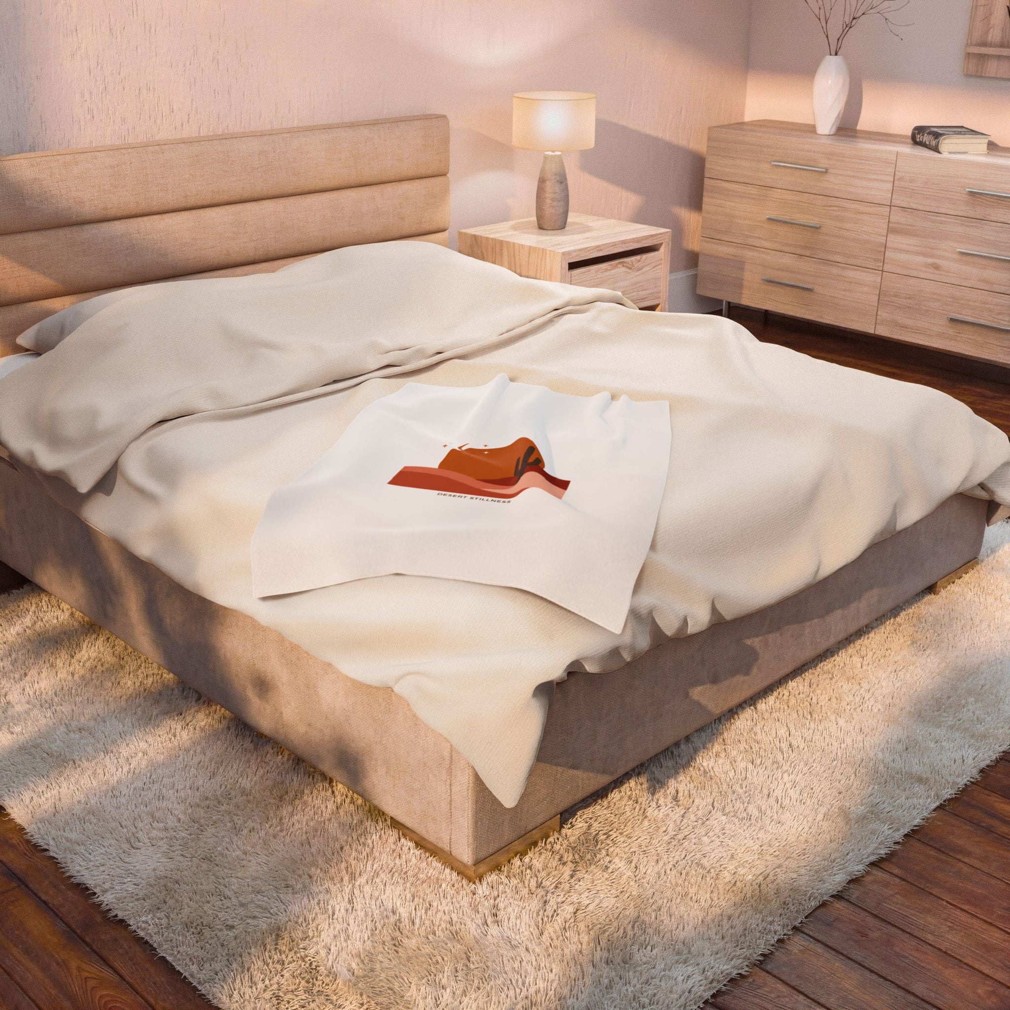 Desert Sunset Mesa Throw Blanket | Southwestern minimalist, adobe-inspired wall art