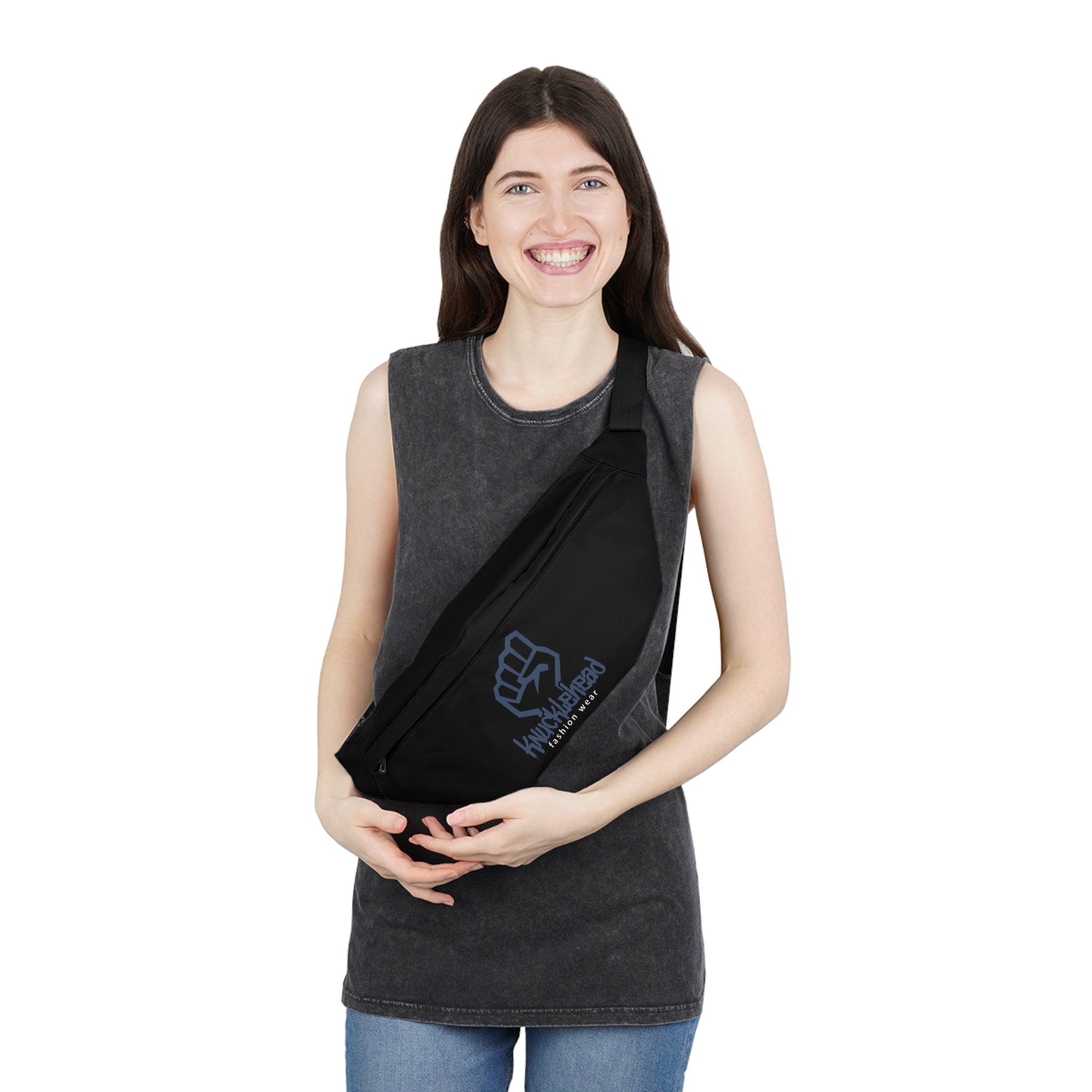 Knucklehead Fist Logo Large Fanny Pack — Casual Streetwear Belt Bag for Everyday Travel 8" × 9" × 4''