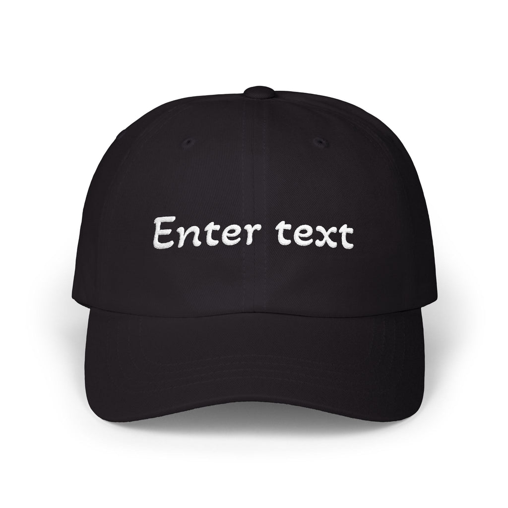 Custom Script Text Dad Cap | Personalized Embroidered Baseball Hat Black One size