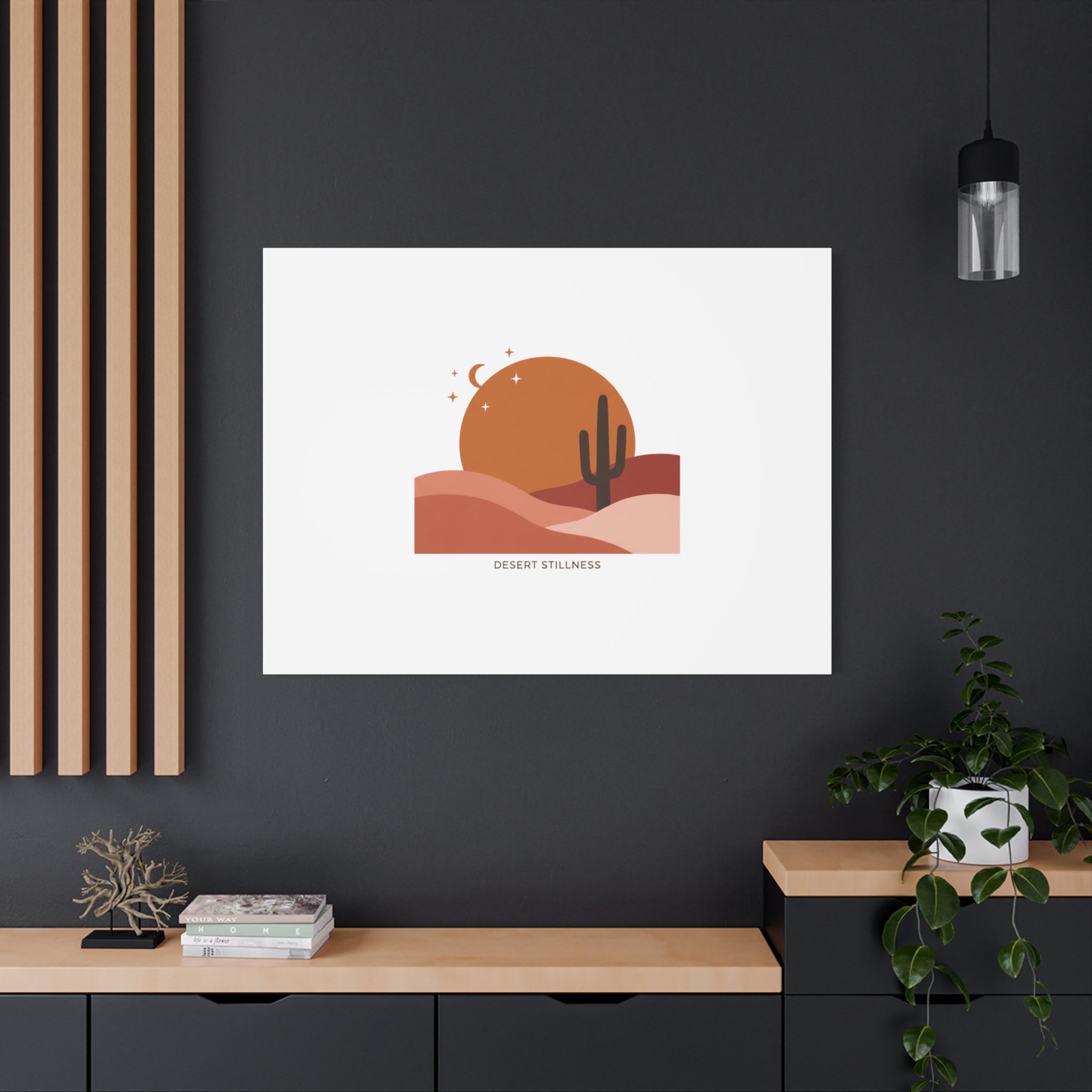 Desert Stillness Canvas, Desert Sunset Minimalist Mesa | Southwestern Art Print