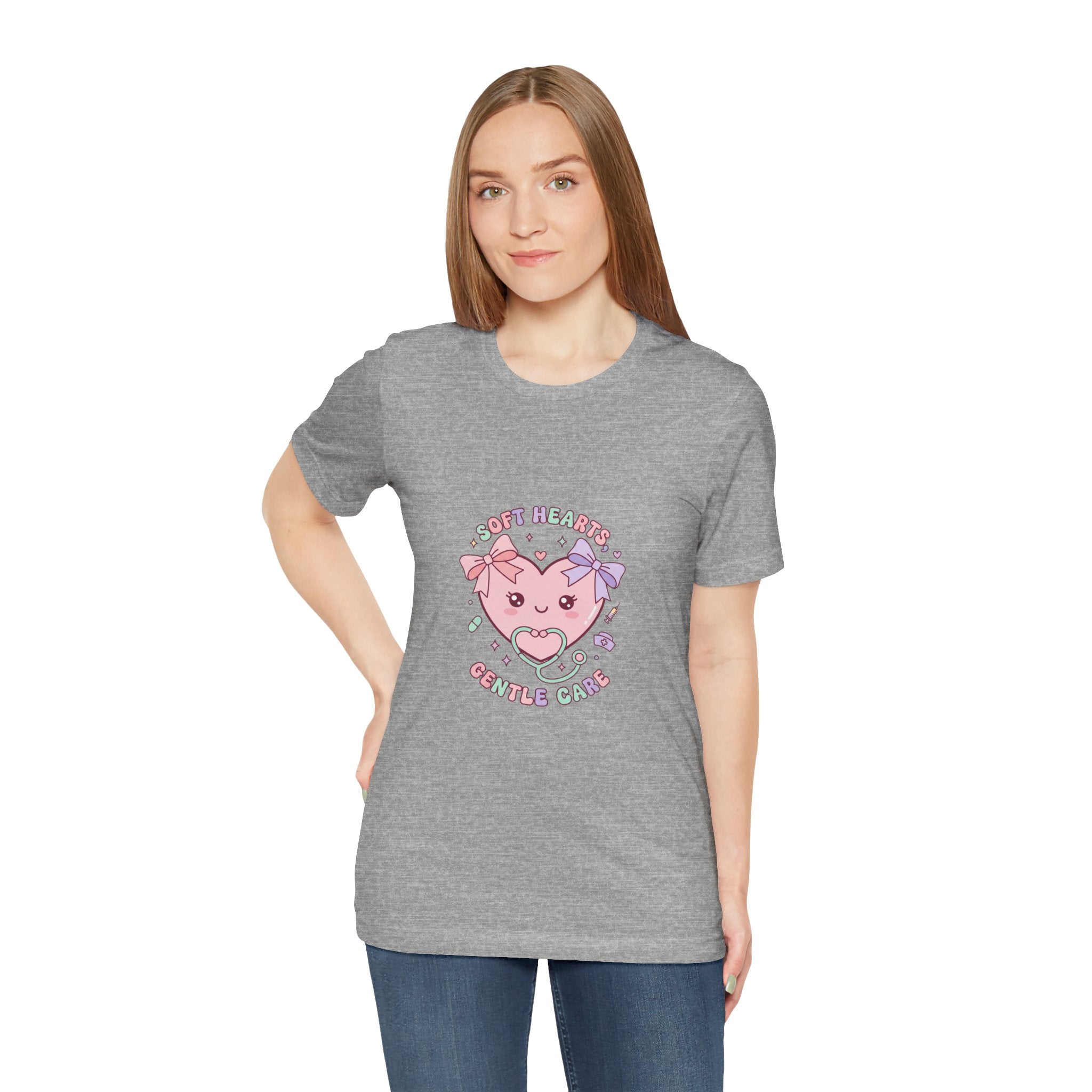 Kawaii Nurse Heart Tee | pastel healthcare design, coquette medical shirt Navy