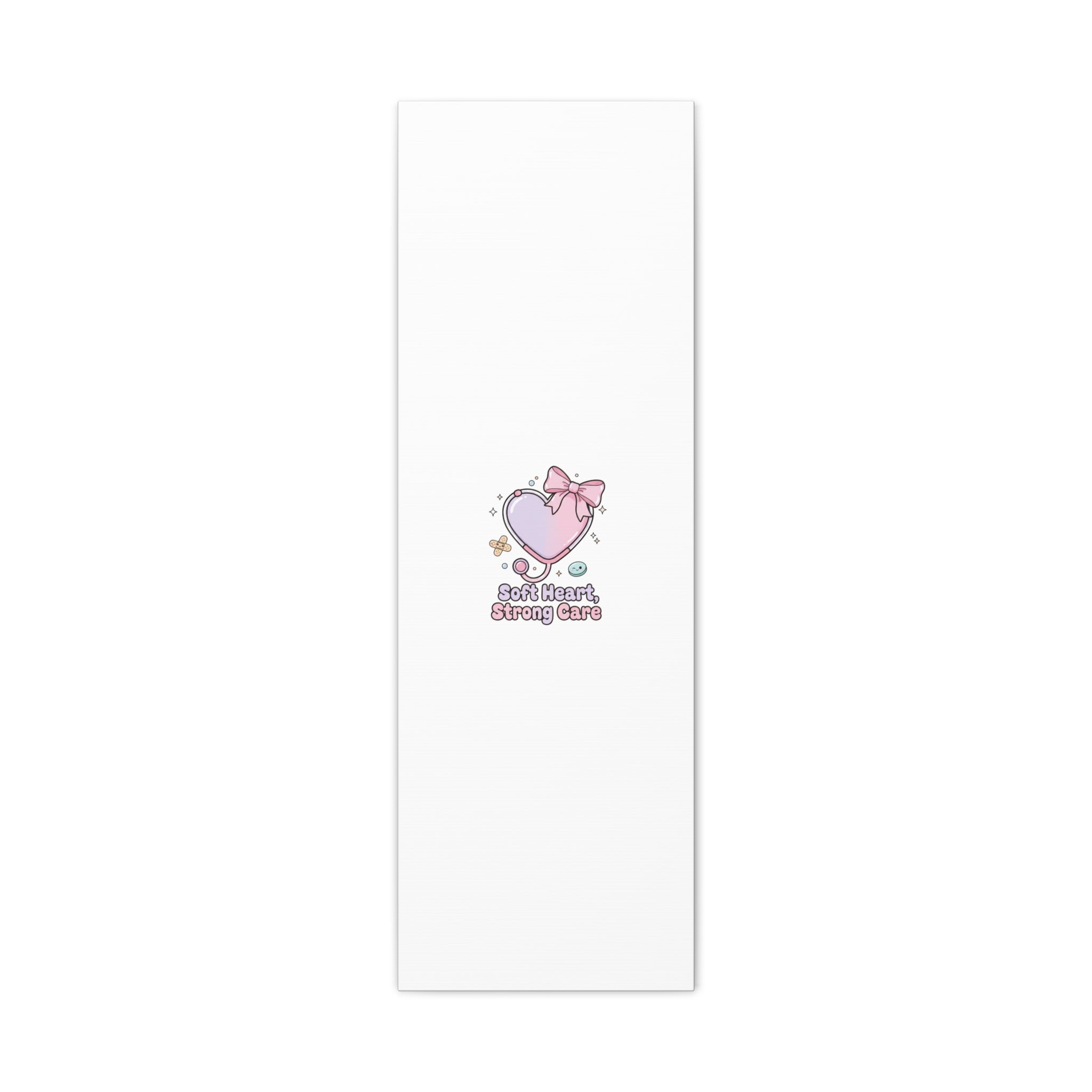 Soft Heart Strong Care Canvas, Pastel Cute Nurse Medical Art | Coquette Healthcare 12" x 36" (Vertical) 1.25"