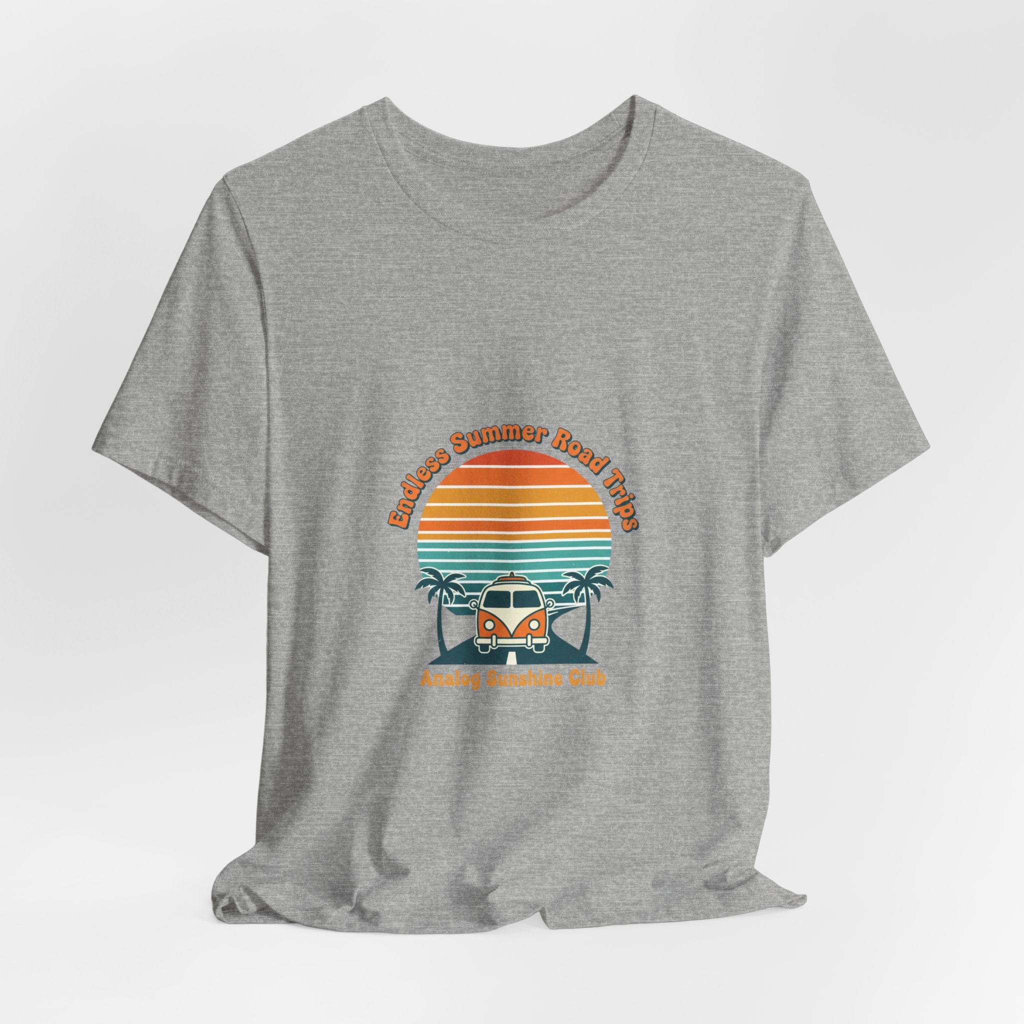 Retro 70s Sunset Surf Graphic Tee | Vintage Palm Golden Hour Postcard