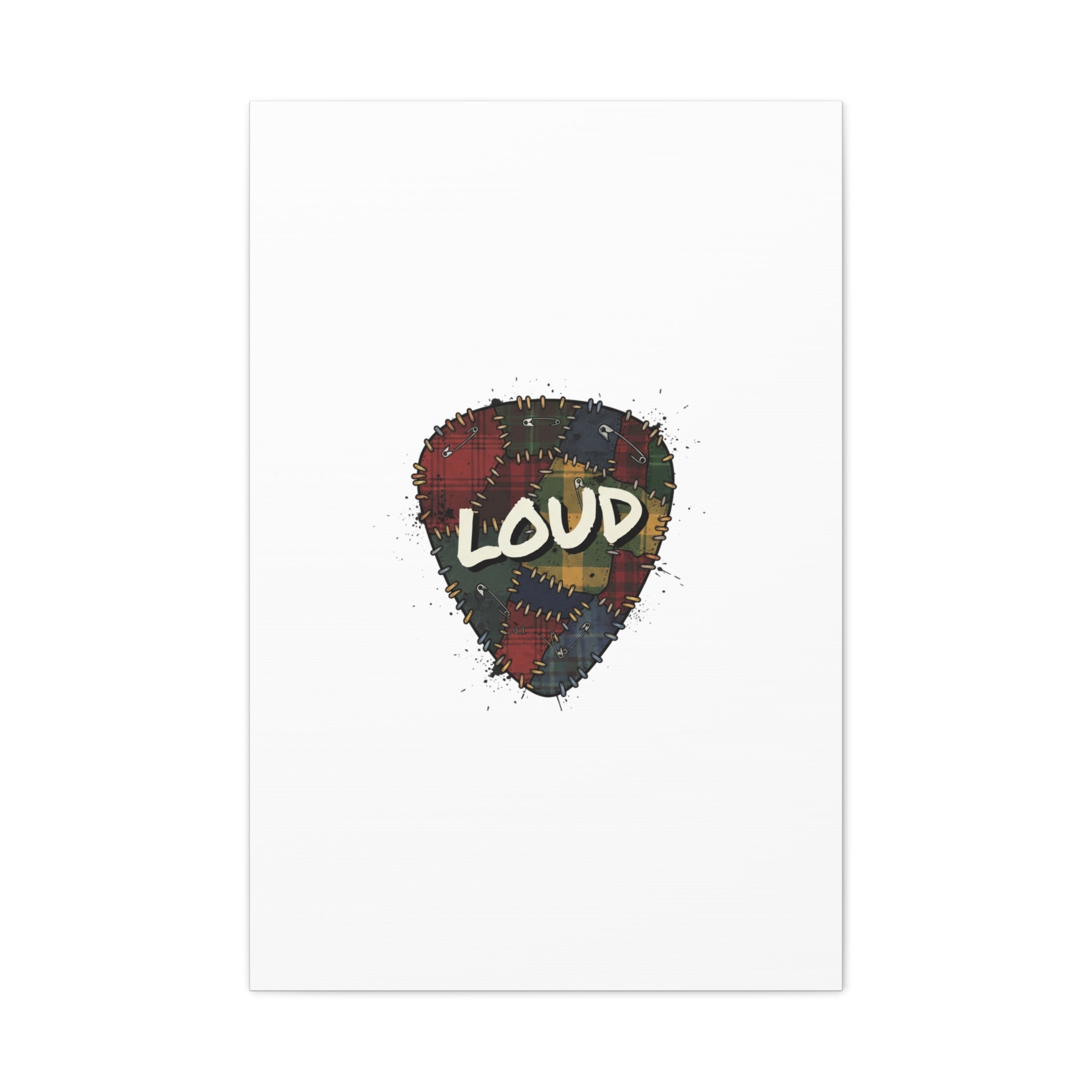Plaid Patchwork Guitar Pick Canvas, Grunge Revival, 90s Rock Plaid Aesthetic 24" x 36" (Vertical) 1.25"