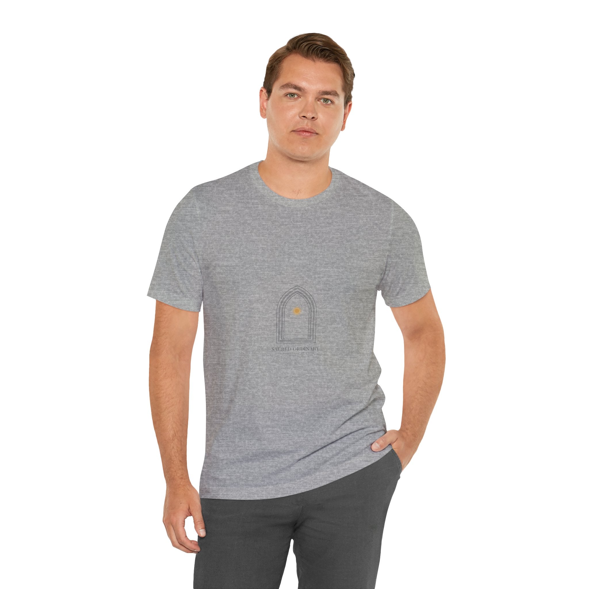 Gothic Arch Minimal Tee | Monastic Minimalism, serene typography Navy