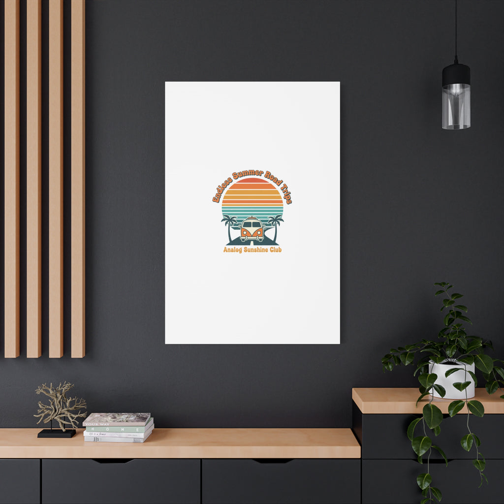 Endless Summer Road Trips Canvas | 1970s Sunset, Retro Surf Palm Art 36" x 36" 1.25"