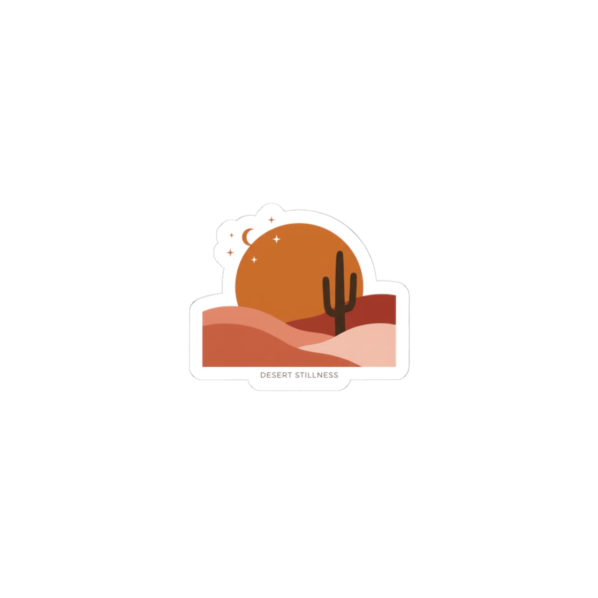 Desert Sunset Minimalist Sticker | Kiss-Cut Southwestern Mesa, Adobe-Inspired 3" × 3" White