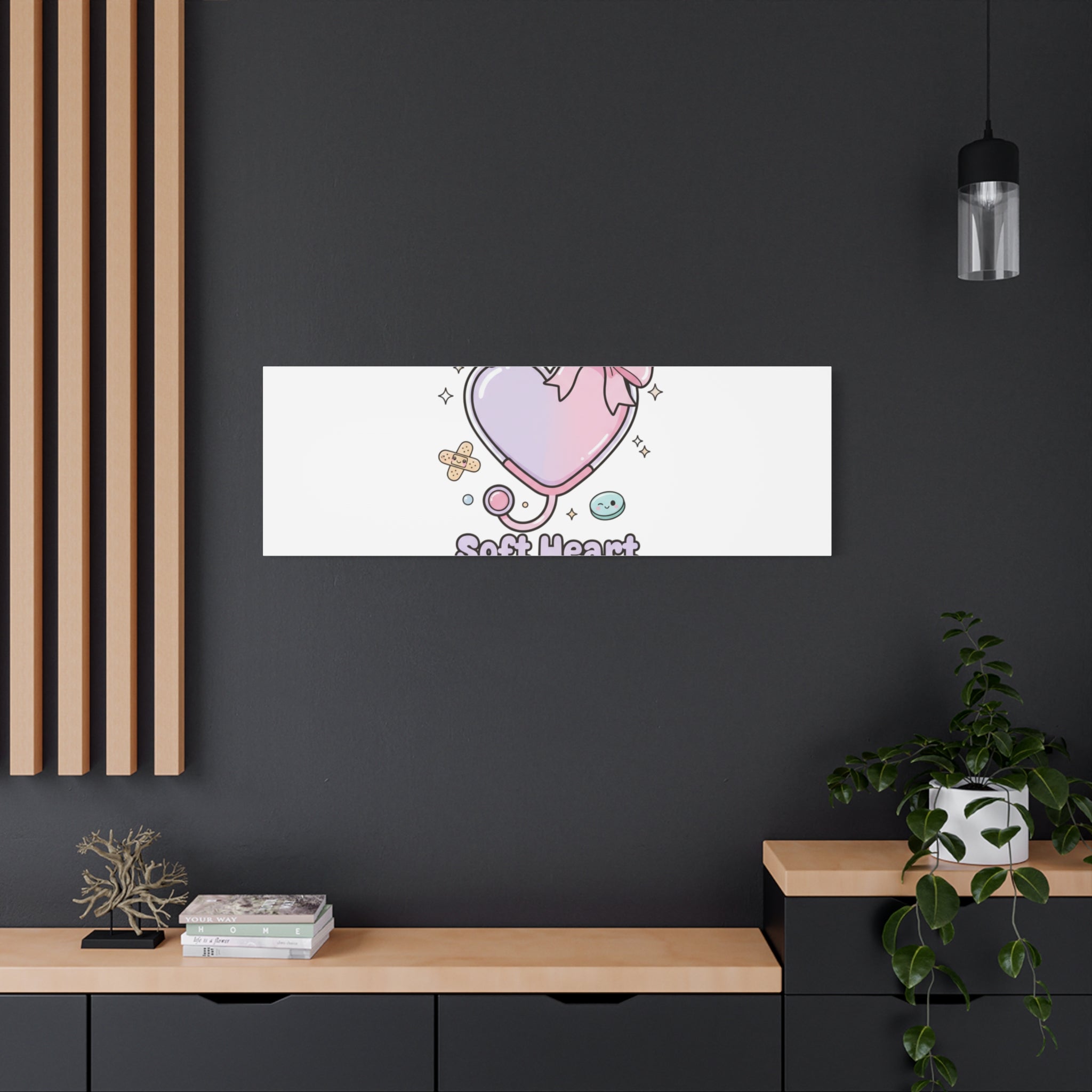 Soft Heart Strong Care Canvas, Pastel Cute Nurse Medical Art | Coquette Healthcare 36" x 36" 1.25"