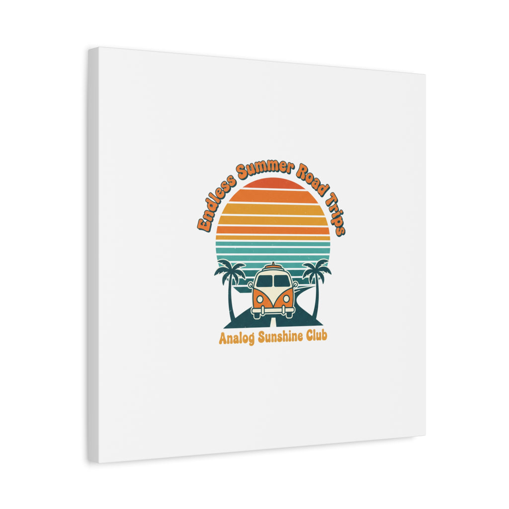 Endless Summer Road Trips Canvas | 1970s Sunset, Retro Surf Palm Art 36" x 36" 1.25"