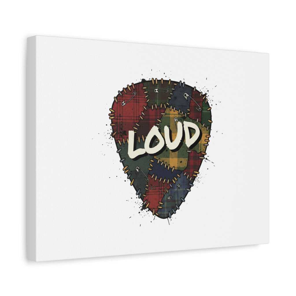 Plaid Patchwork Guitar Pick Canvas, Grunge Revival, 90s Rock Plaid Aesthetic 36" x 36" 1.25"