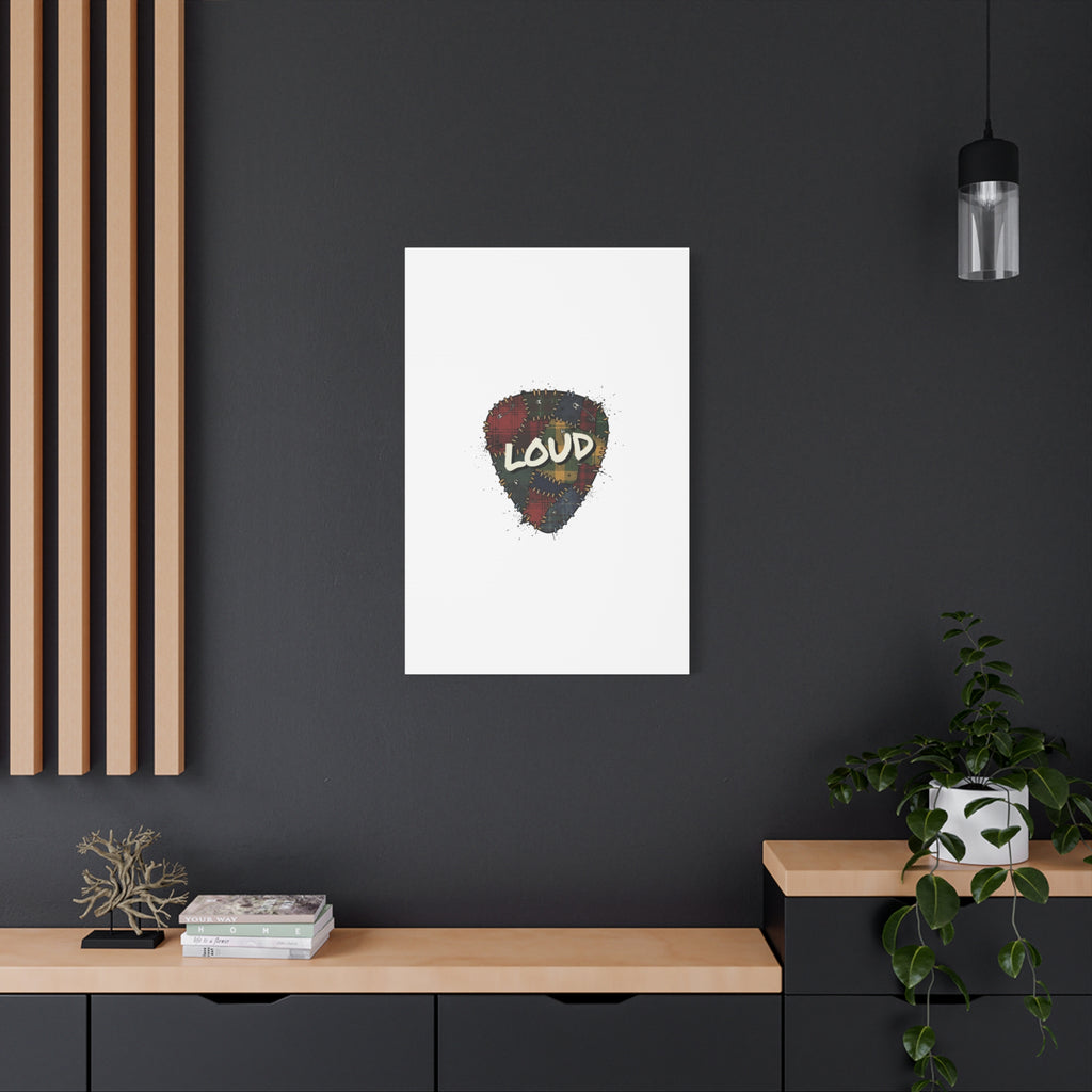 Plaid Patchwork Guitar Pick Canvas, Grunge Revival, 90s Rock Plaid Aesthetic 36" x 36" 1.25"