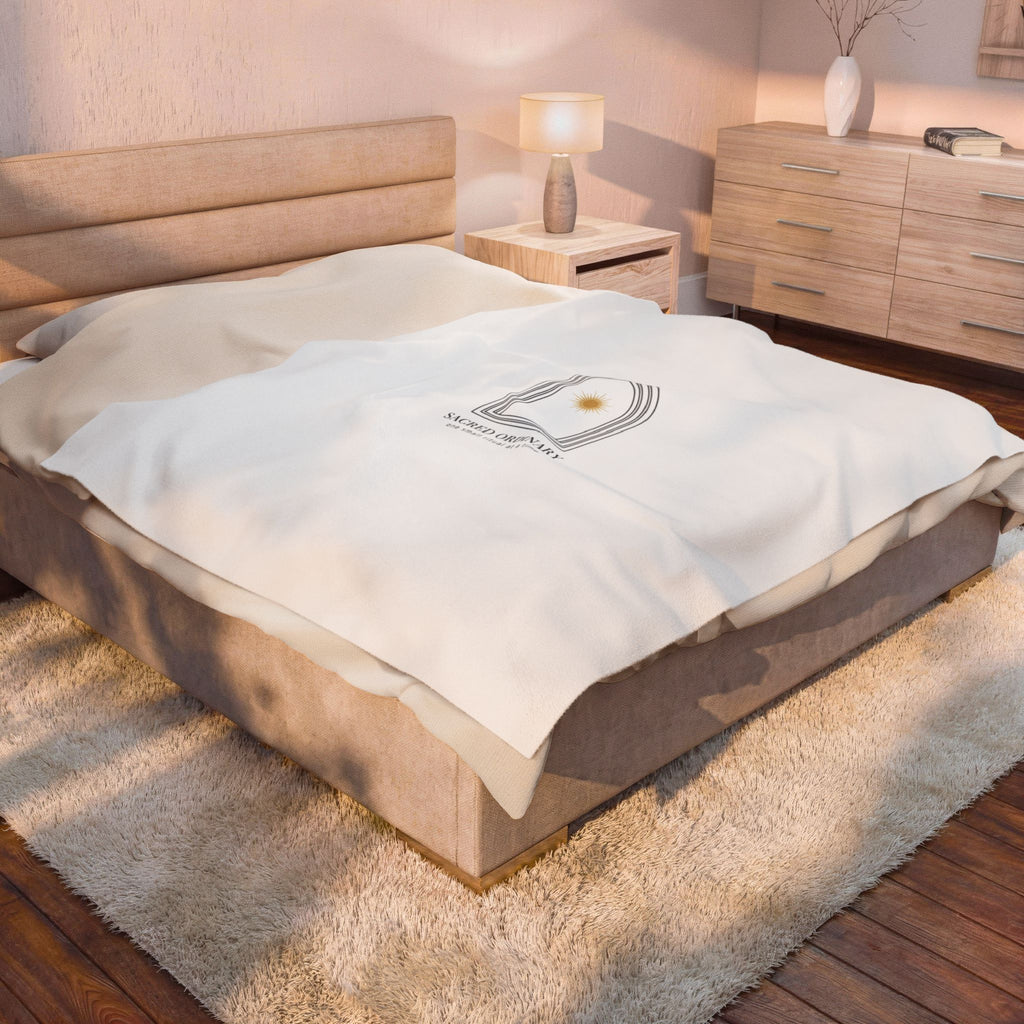 Gothic Arch Minimalist Motif Velveteen Plush Blanket | Quiet Luxury, Serene Typography 30" × 40"