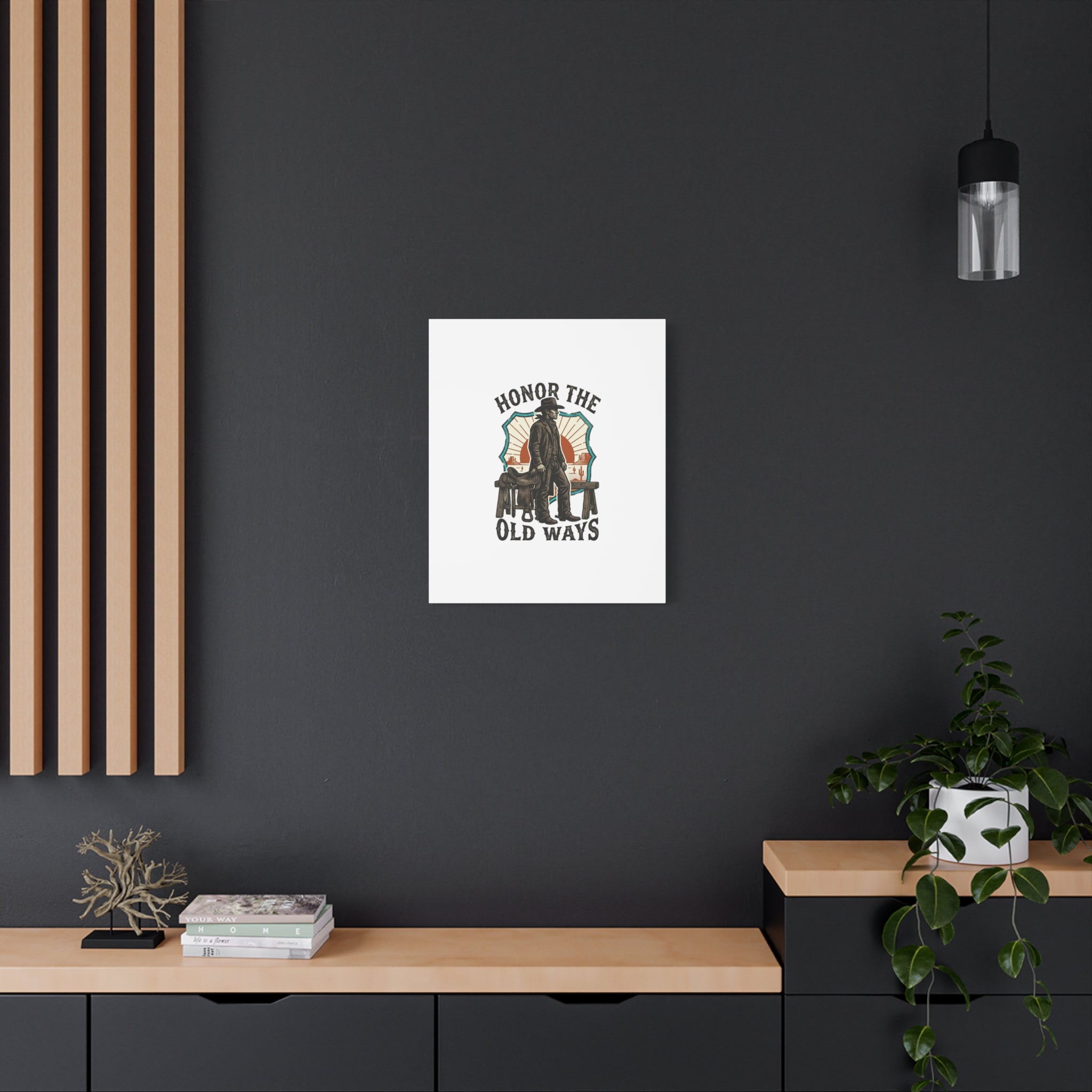 Honor the Old Ways Canvas, Western Americana vintage cowboy frontier 36" x 36" 1.25"