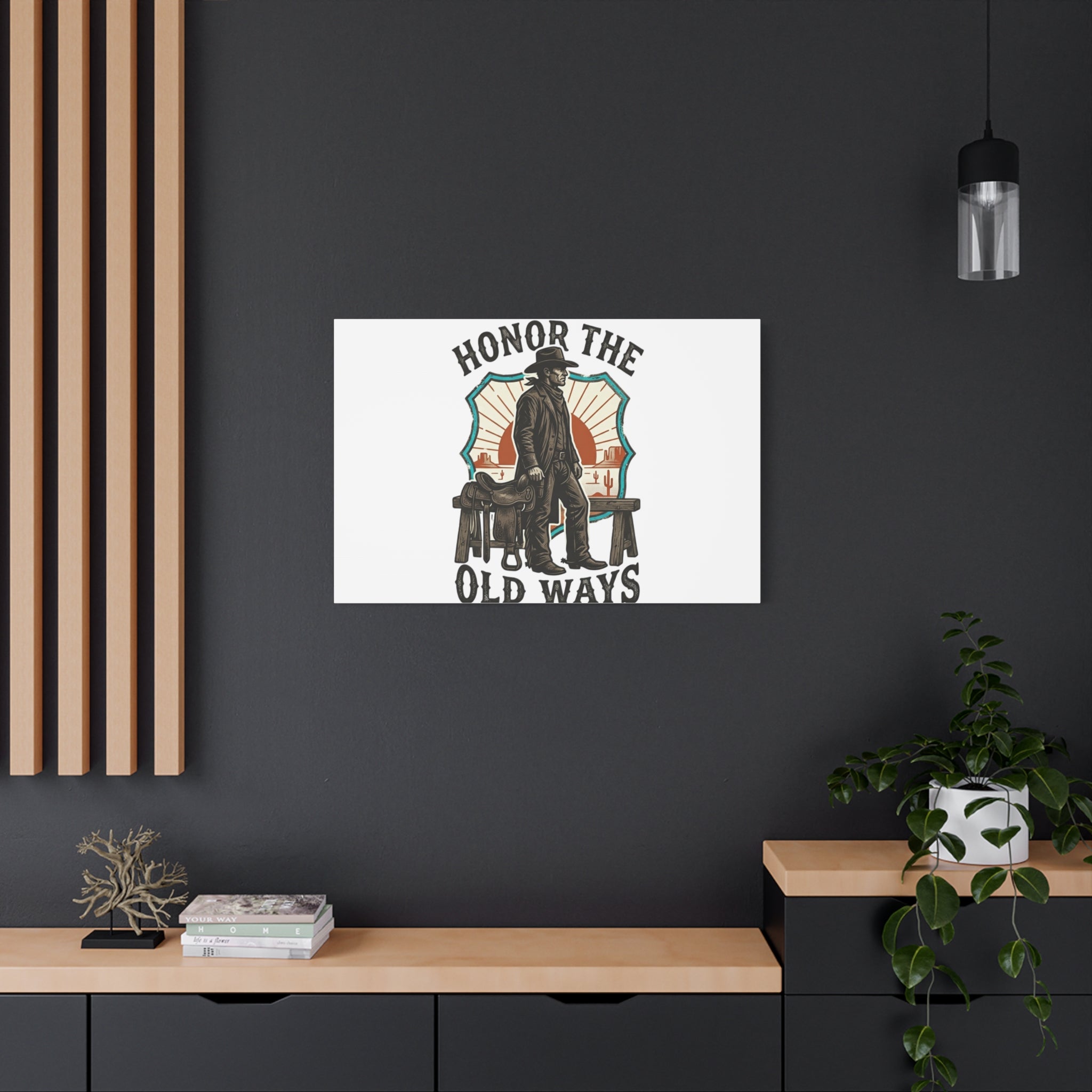 Honor the Old Ways Canvas, Western Americana vintage cowboy frontier 36" x 36" 1.25"
