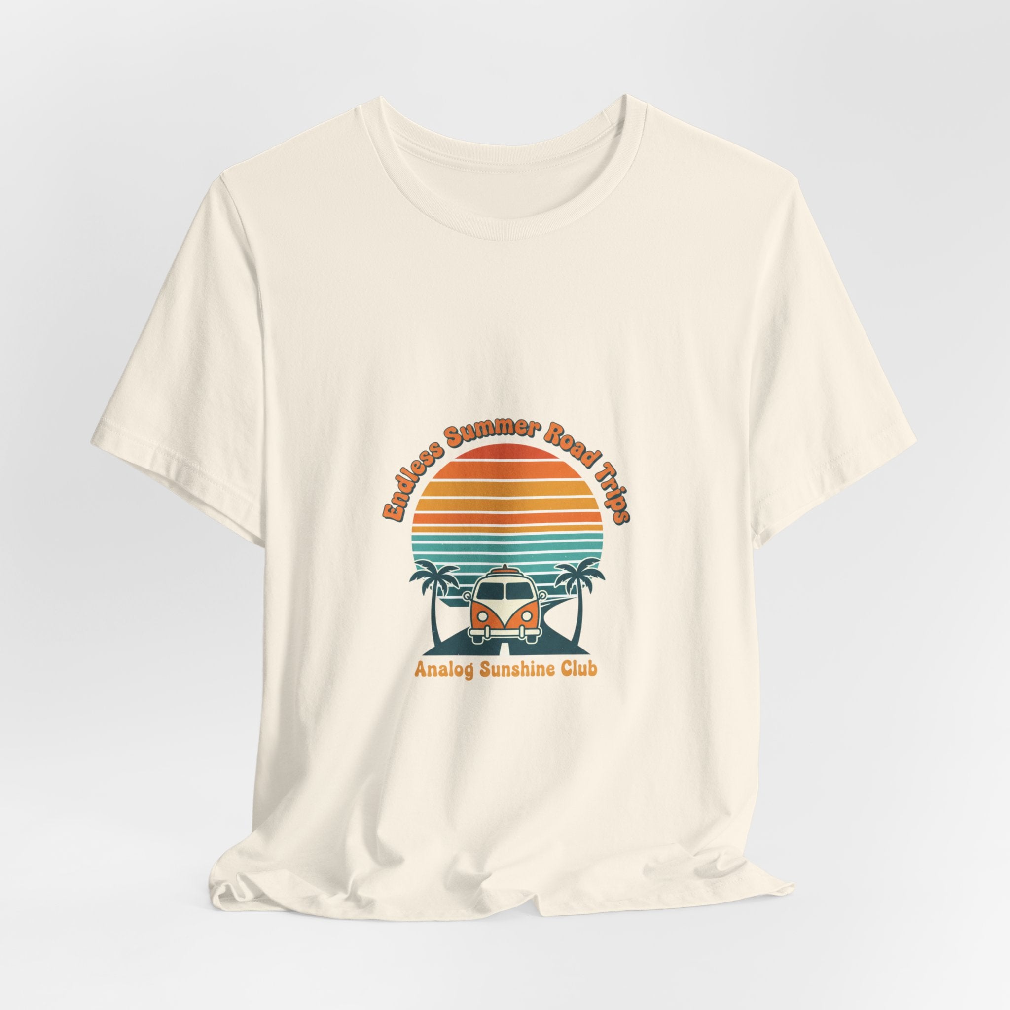 Retro 70s Sunset Surf Graphic Tee | Vintage Palm Golden Hour Postcard