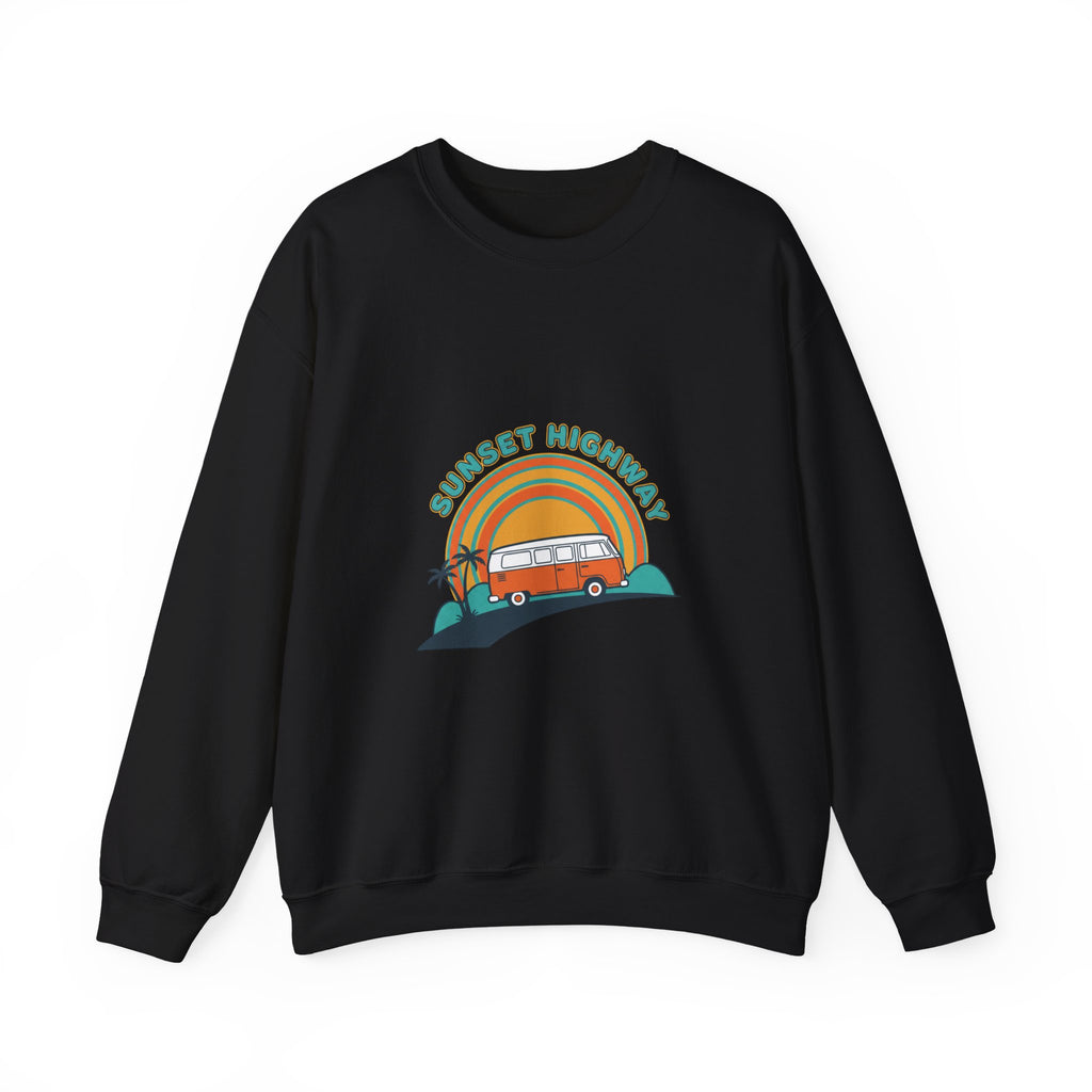 Sunset Highway Retro Surf Graphic Sweatshirt | 1970s Analog Sunshine, Vintage Palm