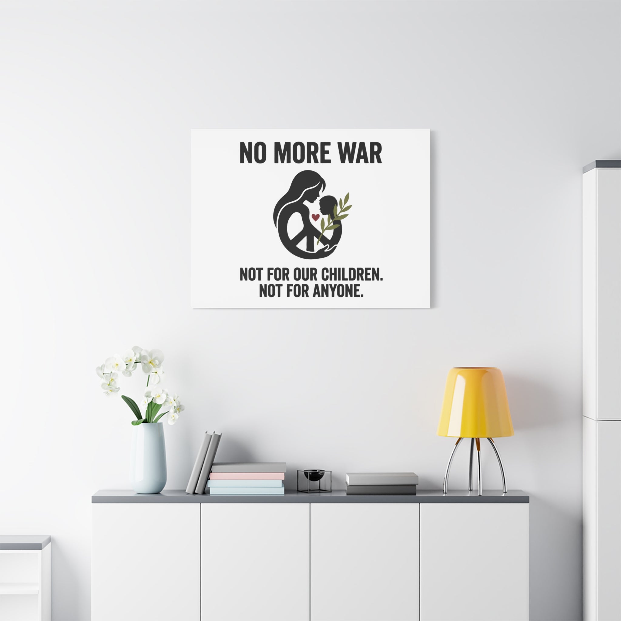No More War Canvas, Anti-War Peace Protest Wall Art | Solidarity Ceasefire. 36" x 36" 1.25"
