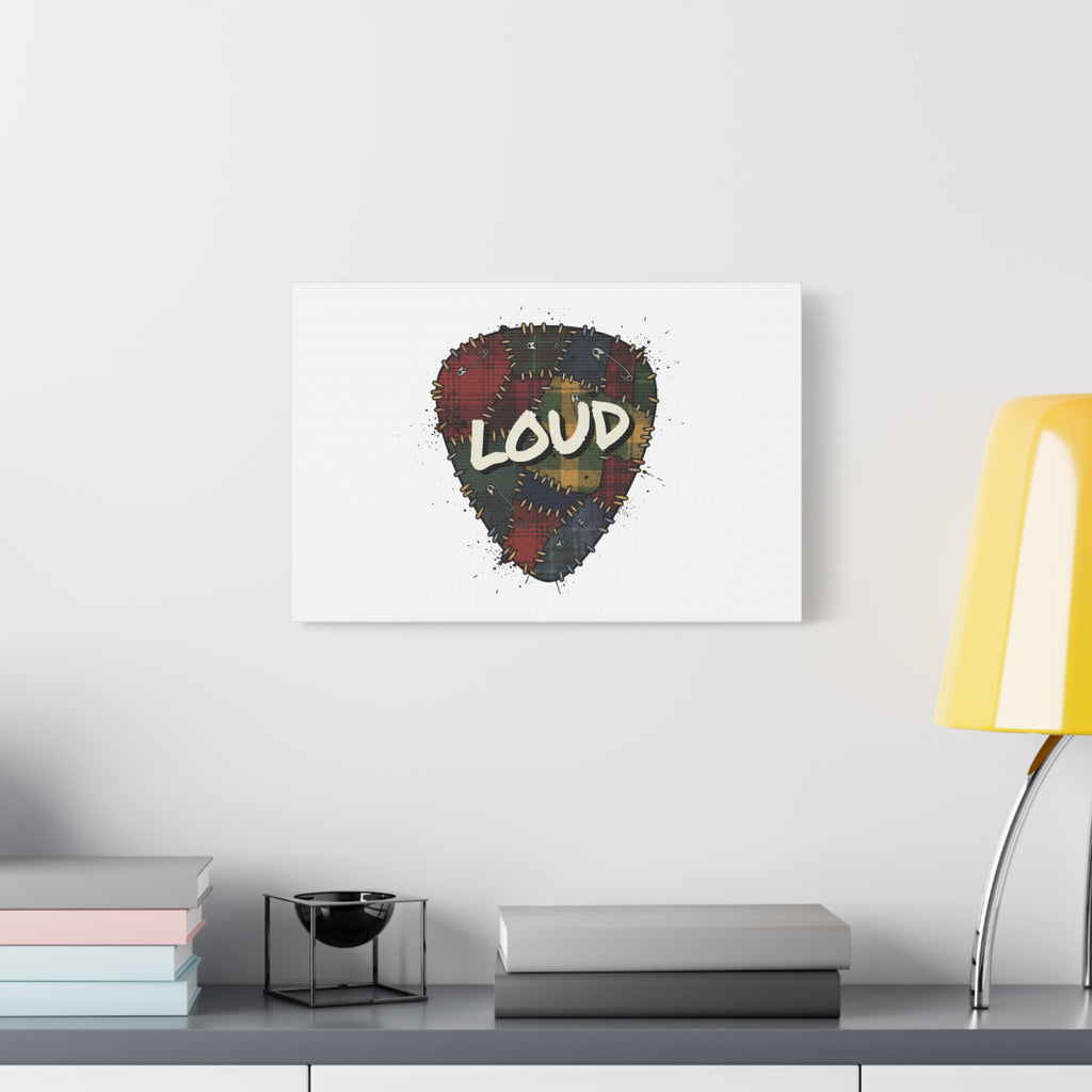 Plaid Patchwork Guitar Pick Canvas, Grunge Revival, 90s Rock Plaid Aesthetic 36" x 36" 1.25"