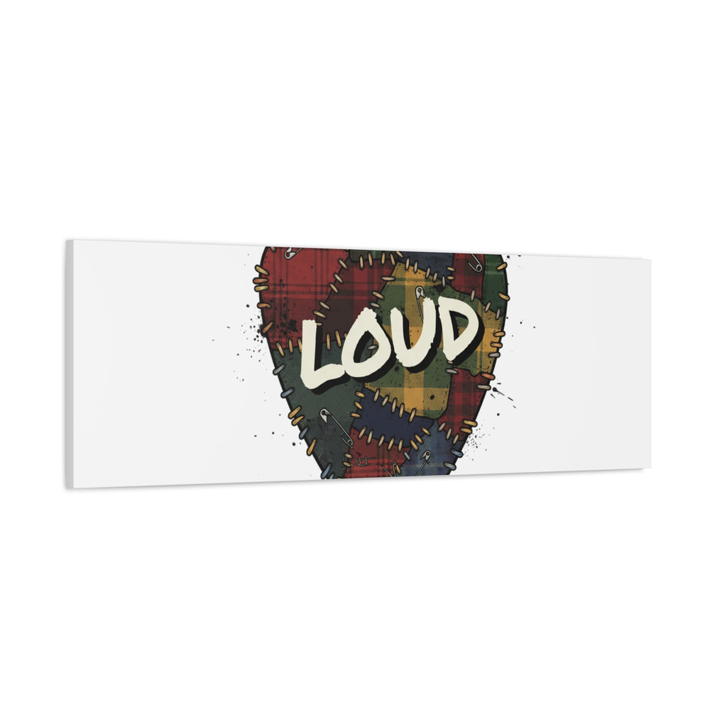 Plaid Patchwork Guitar Pick Canvas, Grunge Revival, 90s Rock Plaid Aesthetic 36" x 36" 1.25"