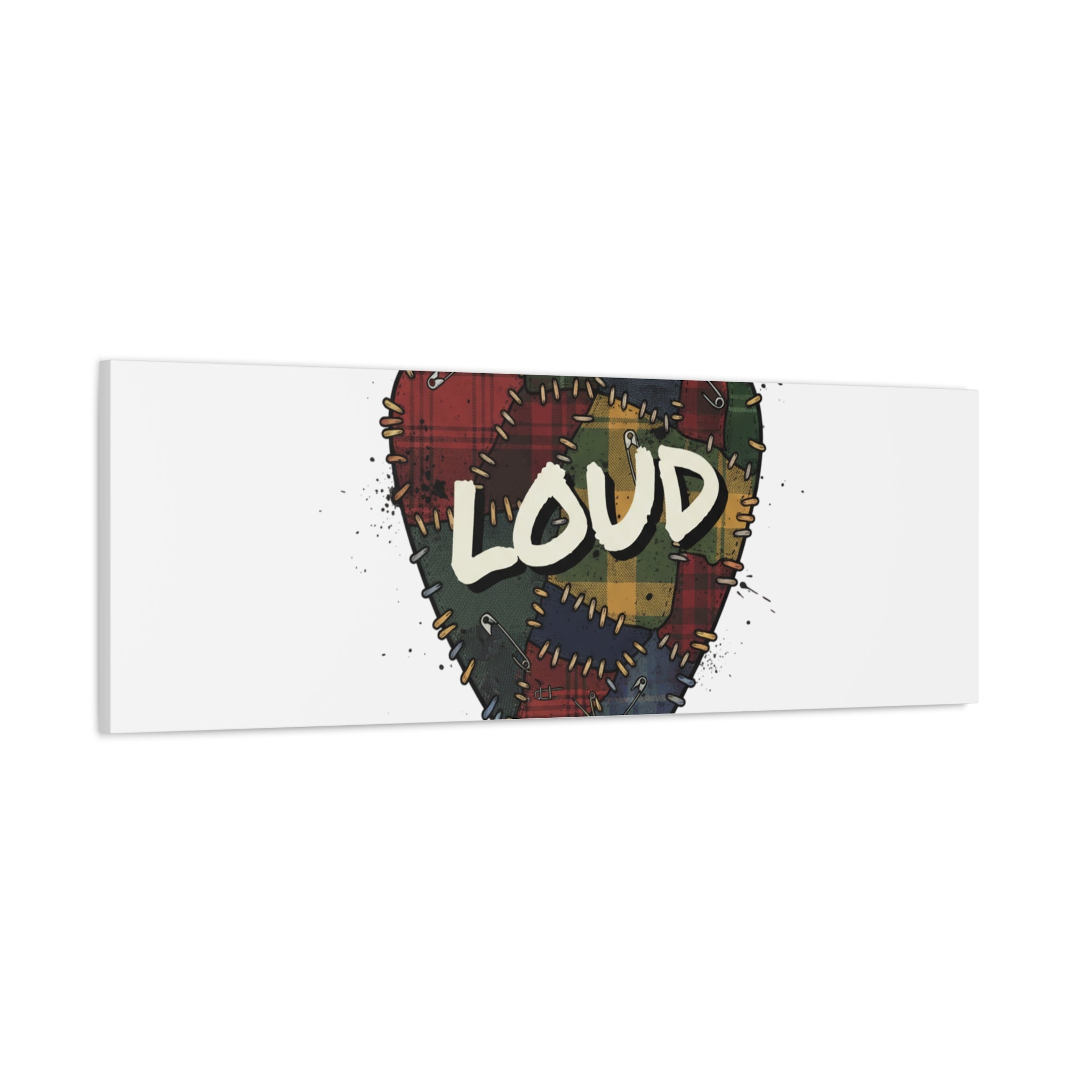 Plaid Patchwork Guitar Pick Canvas, Grunge Revival, 90s Rock Plaid Aesthetic 36" x 36" 1.25"