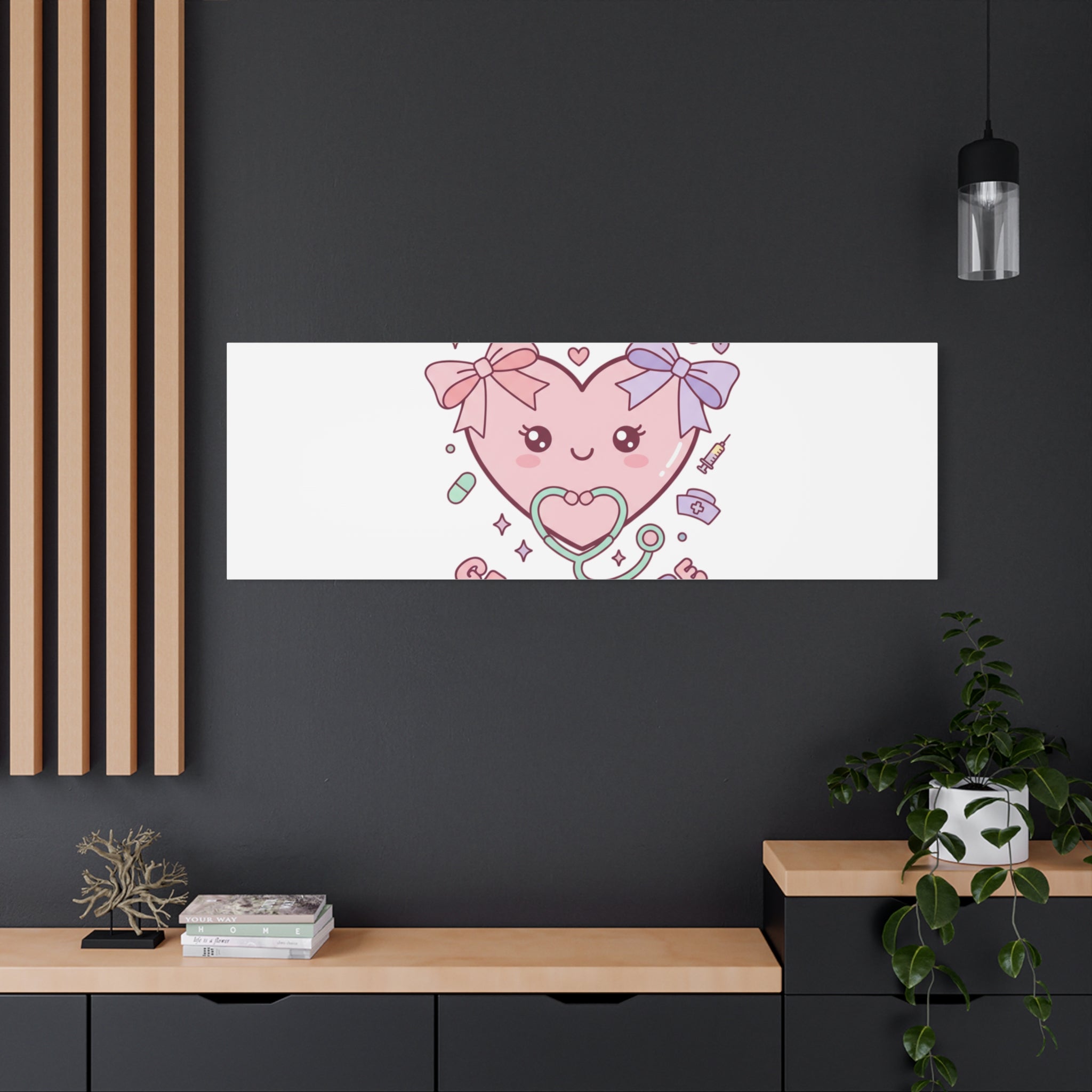 Soft Hearts Gentle Care Canvas, Cute Nurse Graphic | Pastel Coquette Medical Art 36" x 36" 1.25"