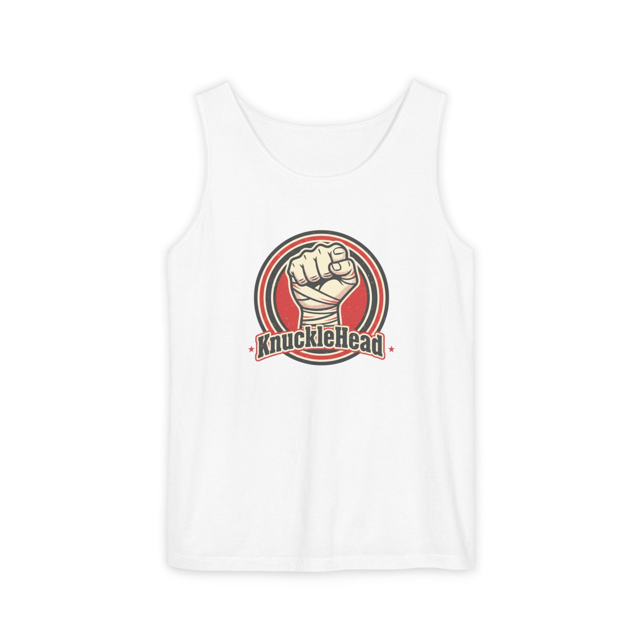 KnuckleHead Vintage Fist Tank Top â Retro Boxing Graphic Muscle Tee White