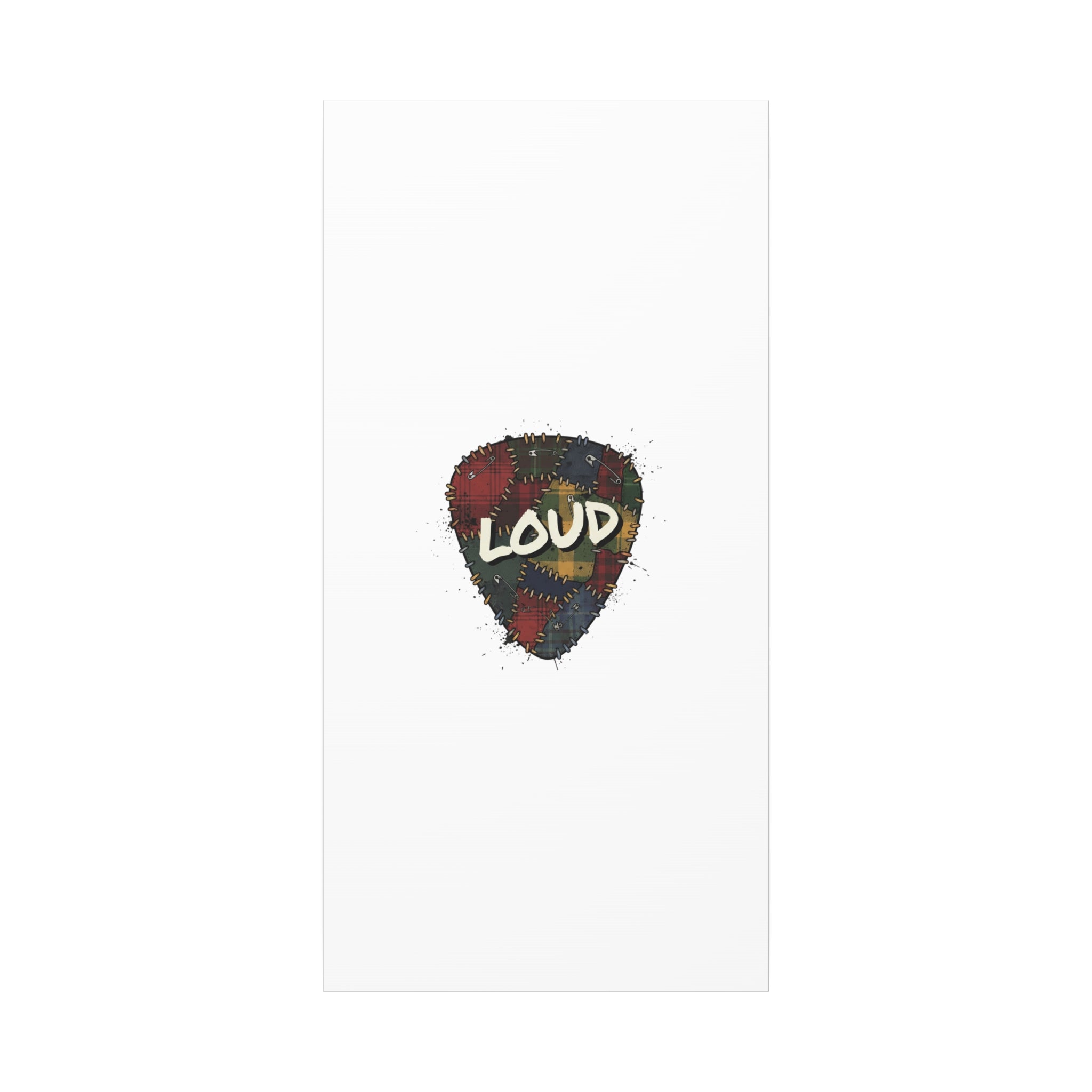 Plaid Patchwork Guitar Pick Canvas, Grunge Revival, 90s Rock Plaid Aesthetic 20" x 40" (Vertical) 1.25"