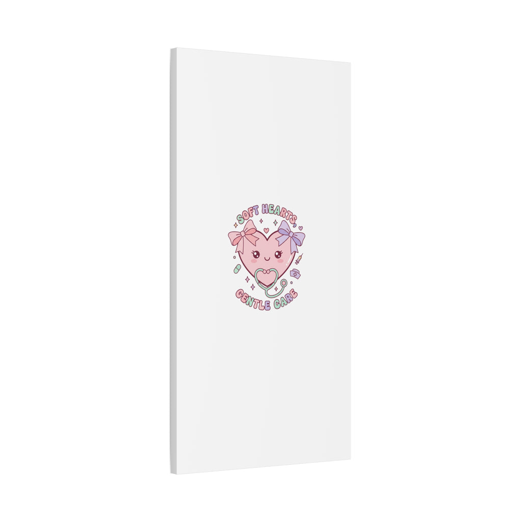 Soft Hearts Gentle Care Canvas, Cute Nurse Graphic | Pastel Coquette Medical Art 36" x 36" 1.25"
