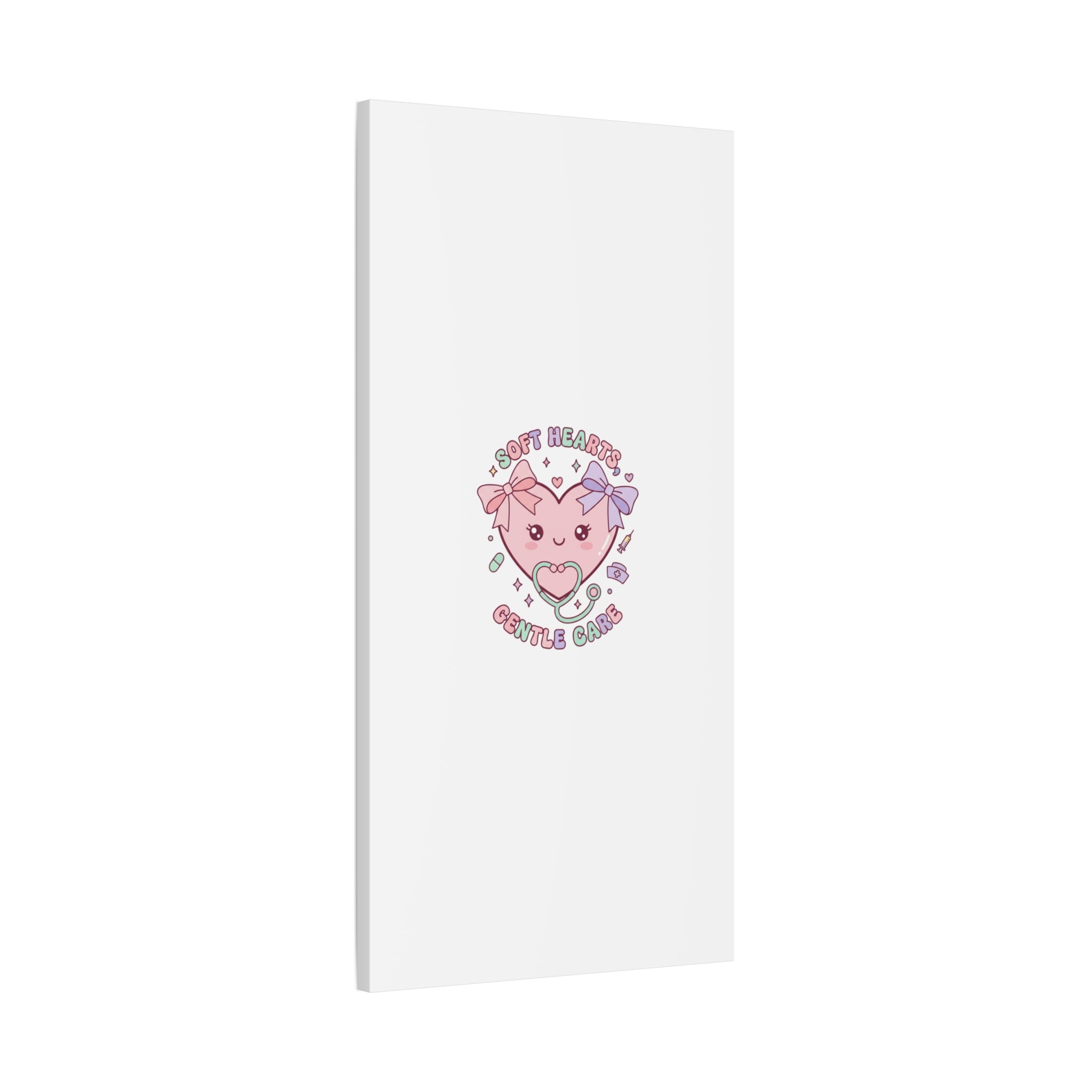 Soft Hearts Gentle Care Canvas, Cute Nurse Graphic | Pastel Coquette Medical Art 36" x 36" 1.25"