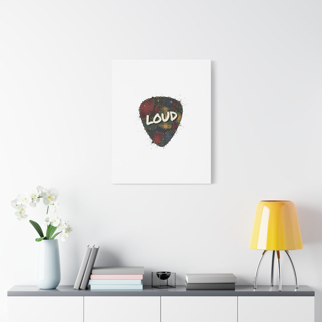 Plaid Patchwork Guitar Pick Canvas, Grunge Revival, 90s Rock Plaid Aesthetic 36" x 36" 1.25"