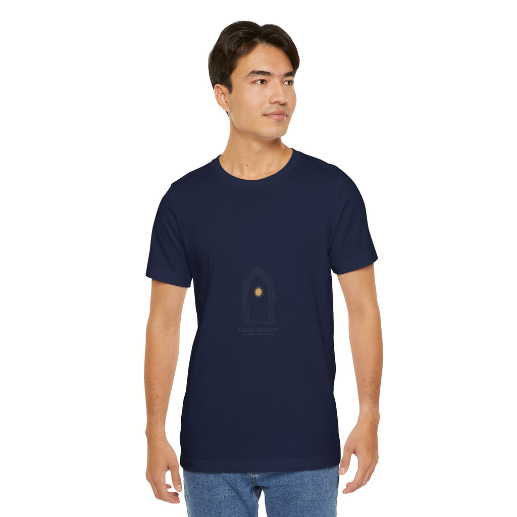 Gothic Arch Minimal Tee | Monastic Minimalism, serene typography Navy