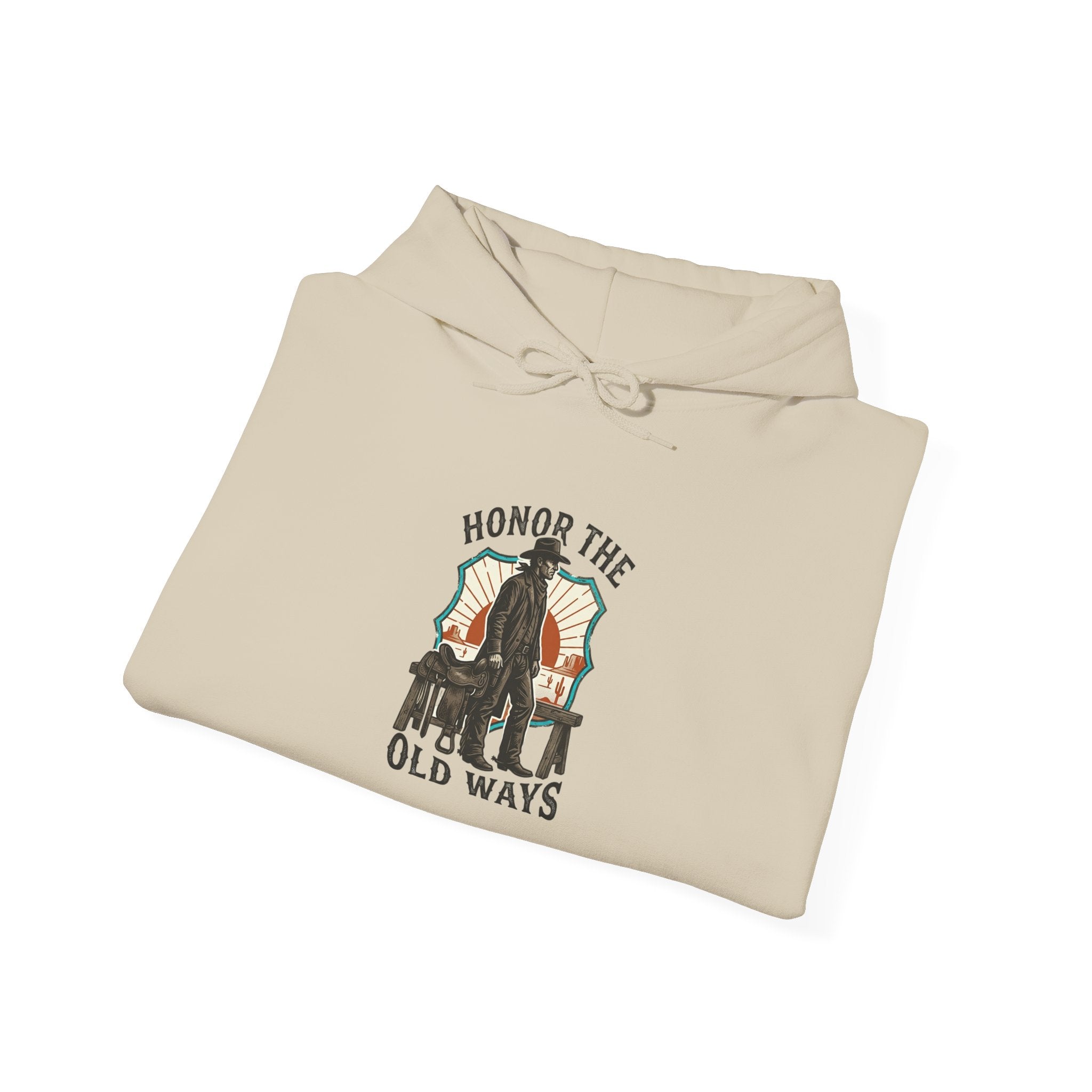 Honor the Old Ways Hoodie | Western Americana, Vintage Cowboy Frontier. Navy