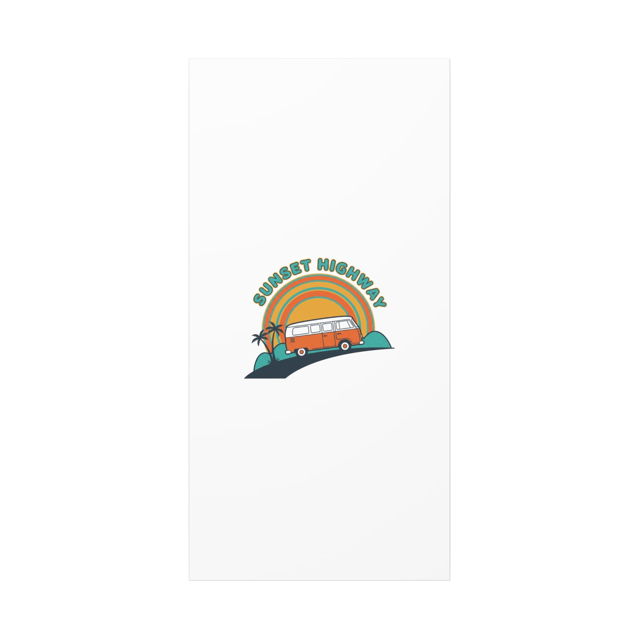 Sunset Highway Van Canvas | 1970s Retro Surf, Vintage Palm Poster 30" x 60" (Vertical) 1.25"