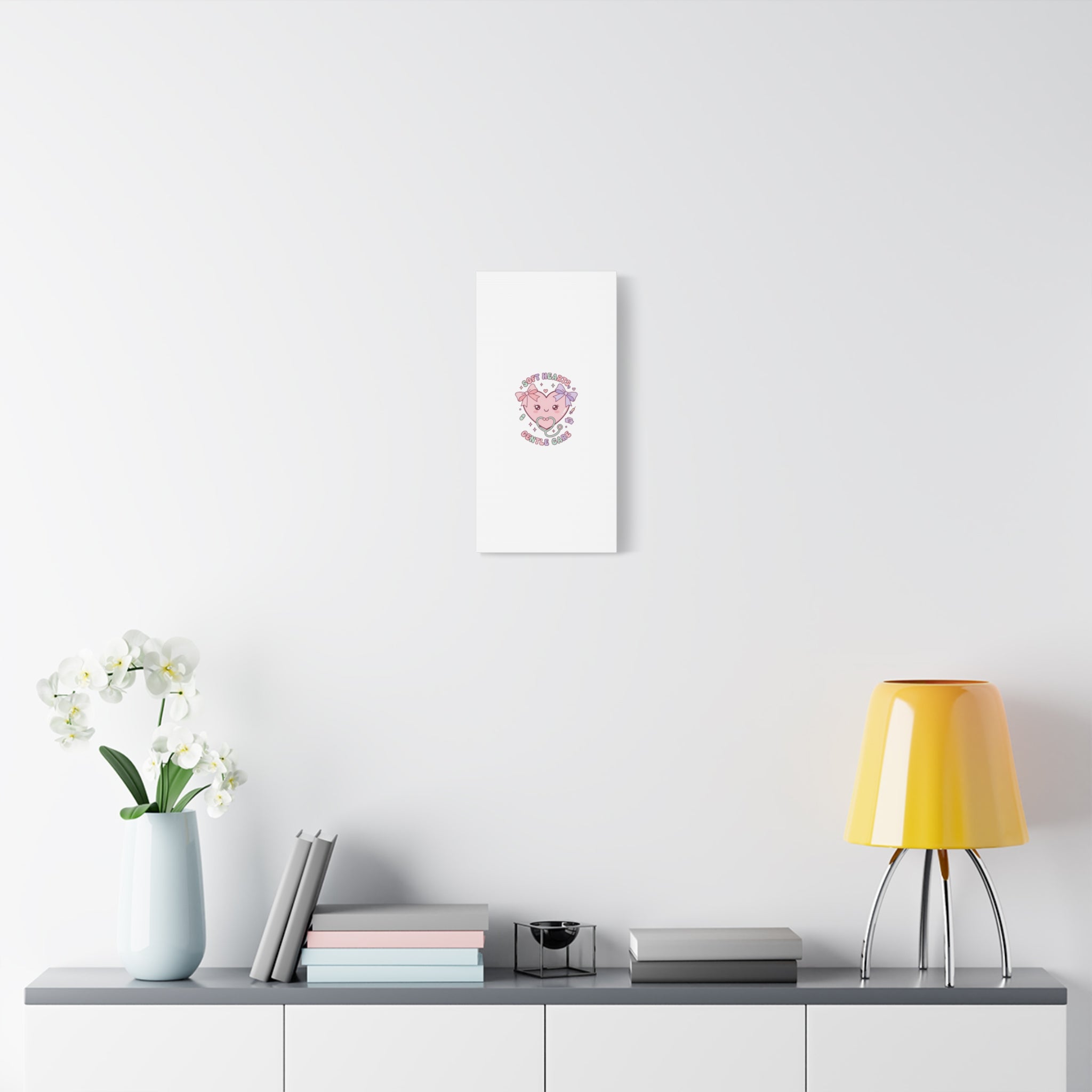 Soft Hearts Gentle Care Canvas, Cute Nurse Graphic | Pastel Coquette Medical Art 36" x 36" 1.25"