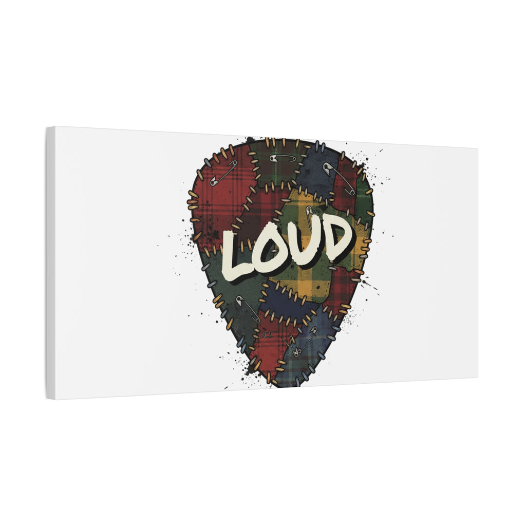 Plaid Patchwork Guitar Pick Canvas, Grunge Revival, 90s Rock Plaid Aesthetic 36" x 36" 1.25"