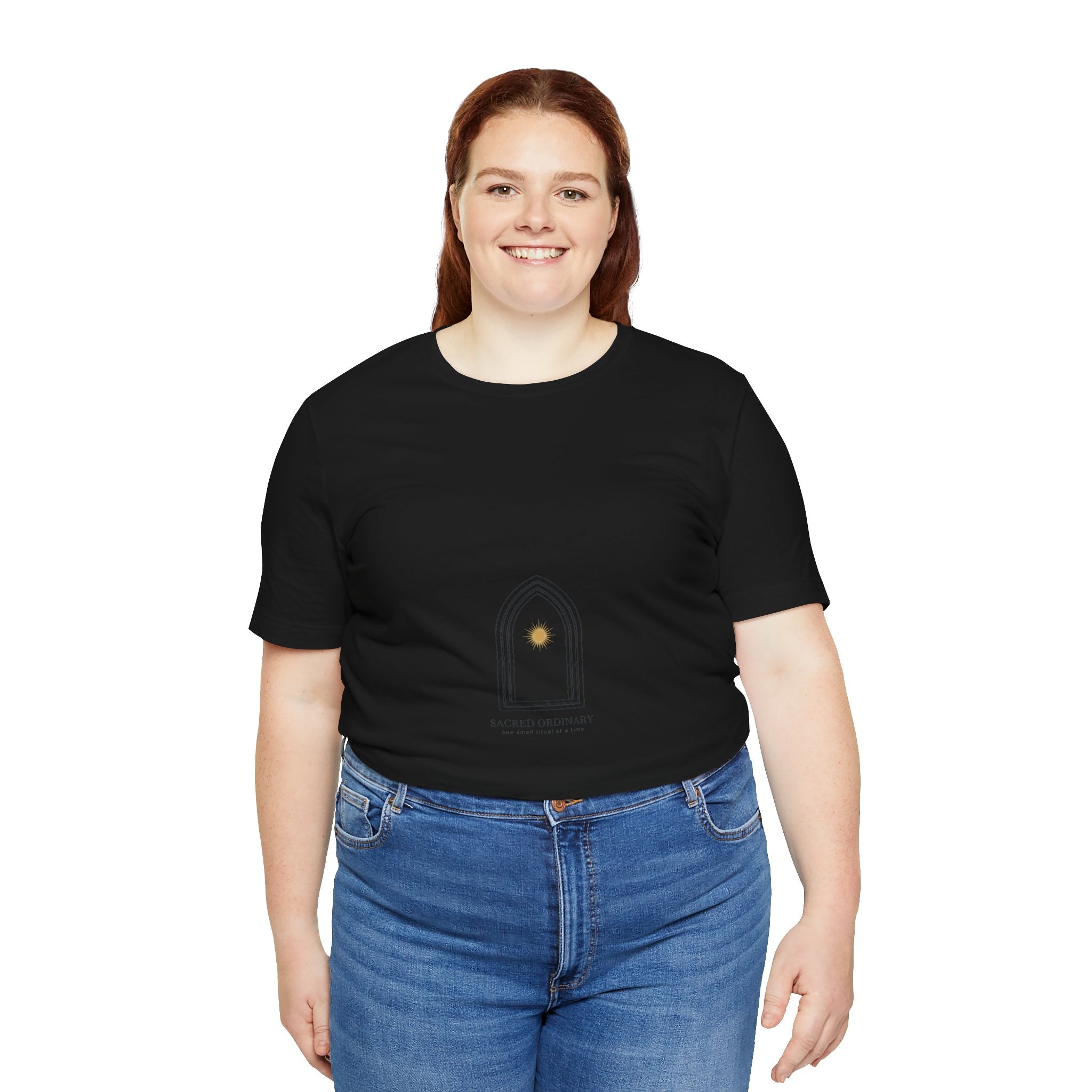 Gothic Arch Minimal Tee | Monastic Minimalism, serene typography Navy