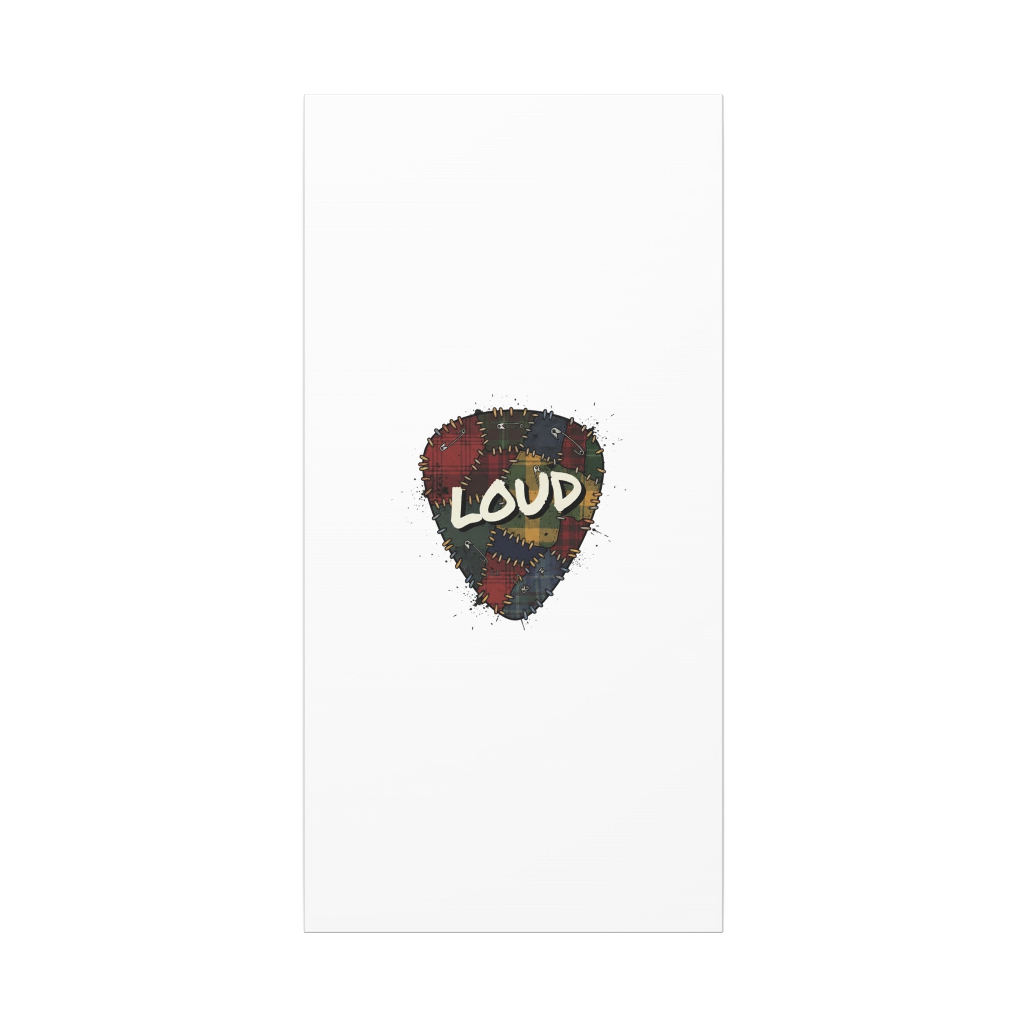 Plaid Patchwork Guitar Pick Canvas, Grunge Revival, 90s Rock Plaid Aesthetic 15" x 30" (Vertical) 1.25"