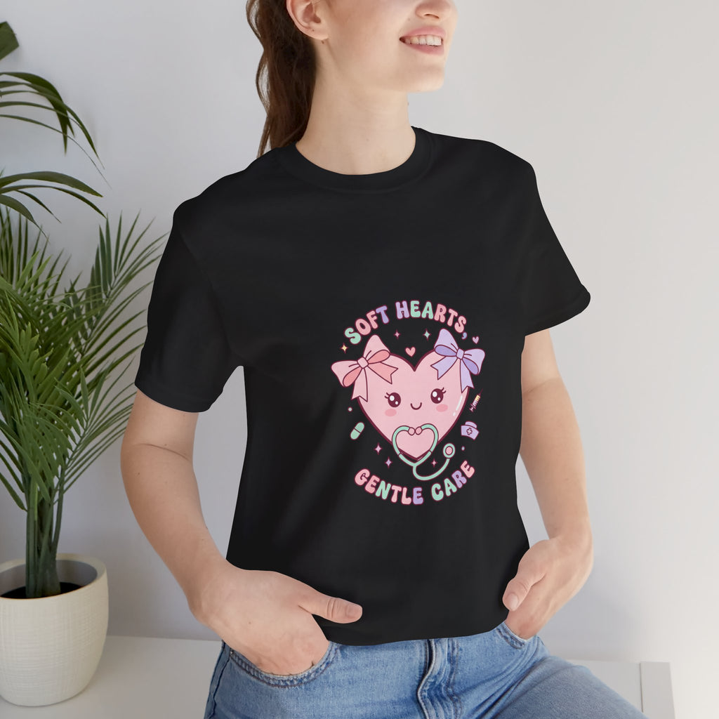 Kawaii Nurse Heart Tee | pastel healthcare design, coquette medical shirt Navy