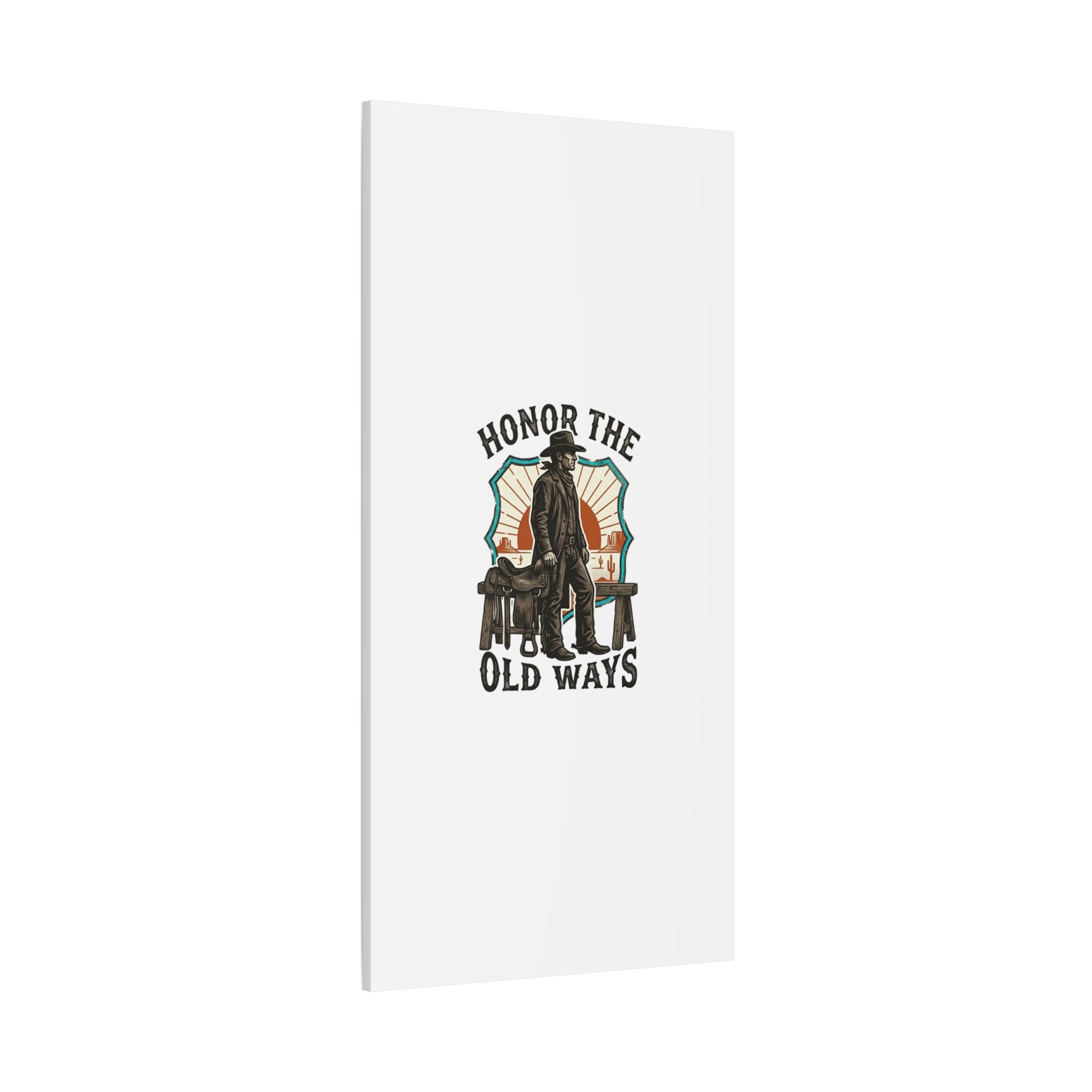 Honor the Old Ways Canvas, Western Americana vintage cowboy frontier 36" x 36" 1.25"