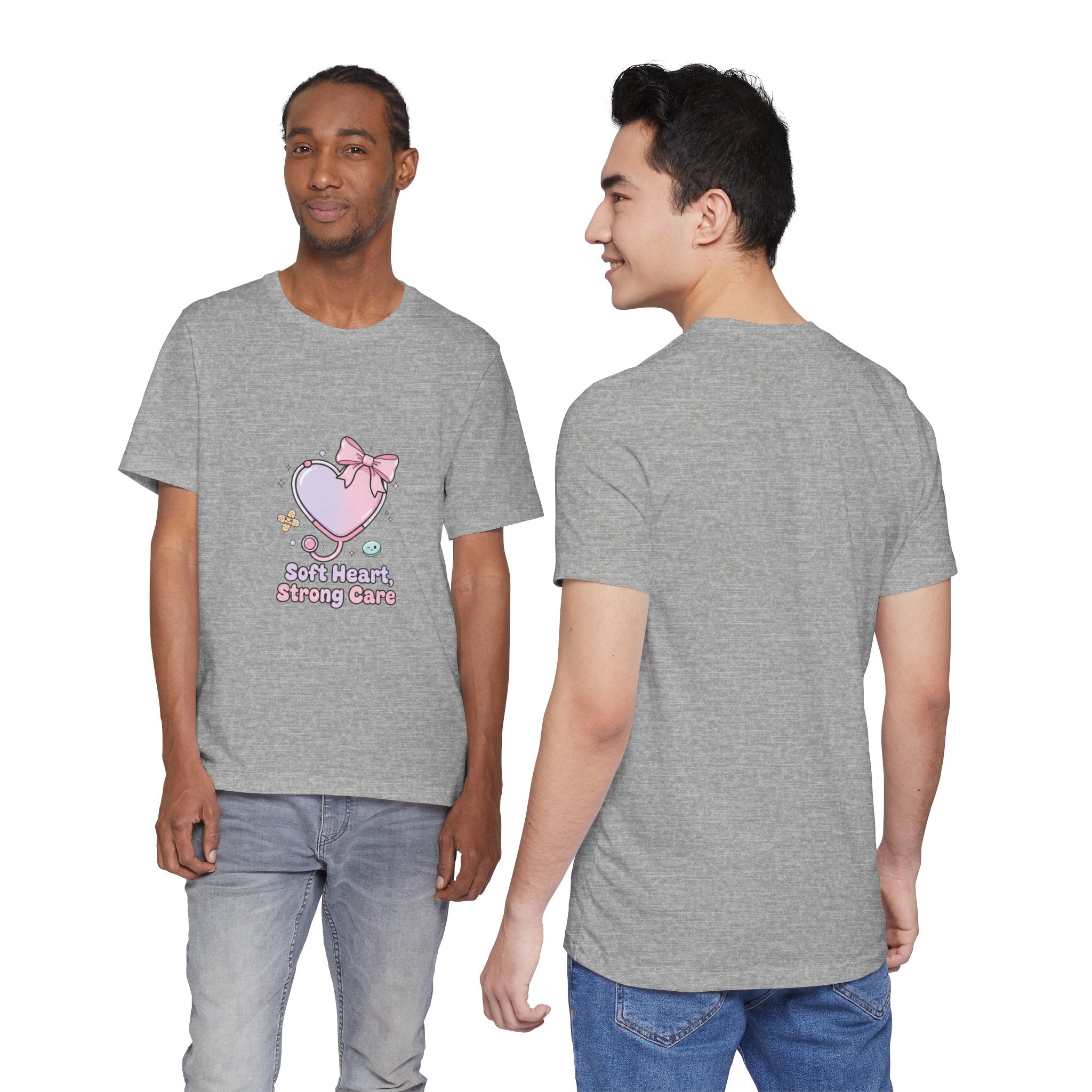 Soft Heart Strong Care T-Shirt | cute nurse graphic, pastel coquette medical shirt Navy