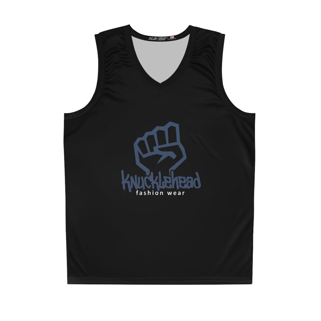 Knucklehead Fashion Wear Basketball Jersey — Black Graphic Team Tank Seam thread color automatically matched to design