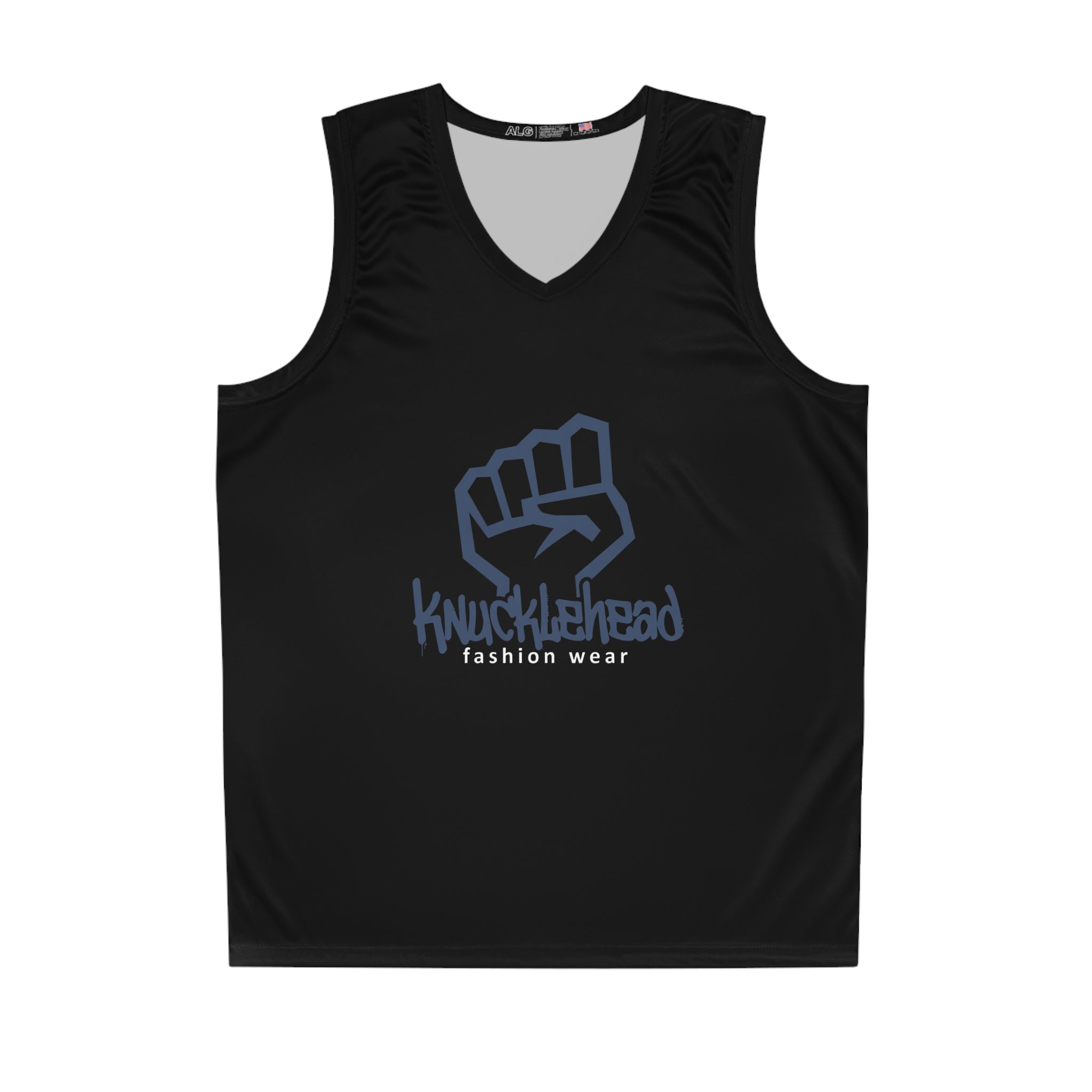 Knucklehead Fashion Wear Basketball Jersey — Black Graphic Team Tank Seam thread color automatically matched to design