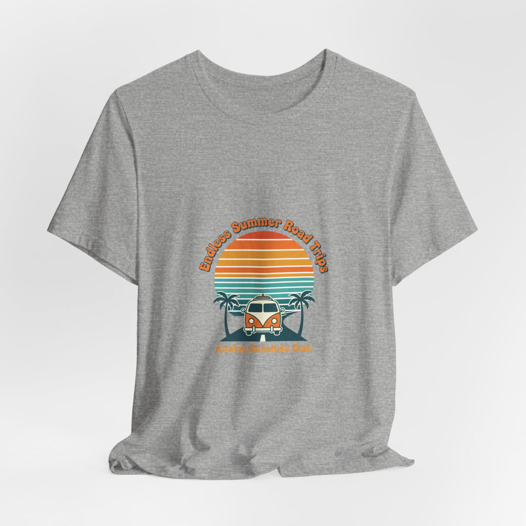 Retro 70s Sunset Surf Graphic Tee | Vintage Palm Golden Hour Postcard Navy