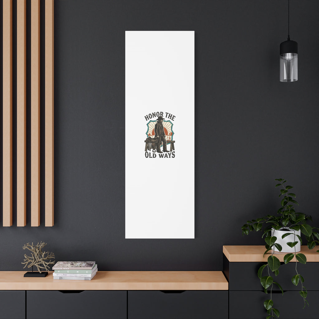 Honor the Old Ways Canvas, Western Americana vintage cowboy frontier 36" x 36" 1.25"