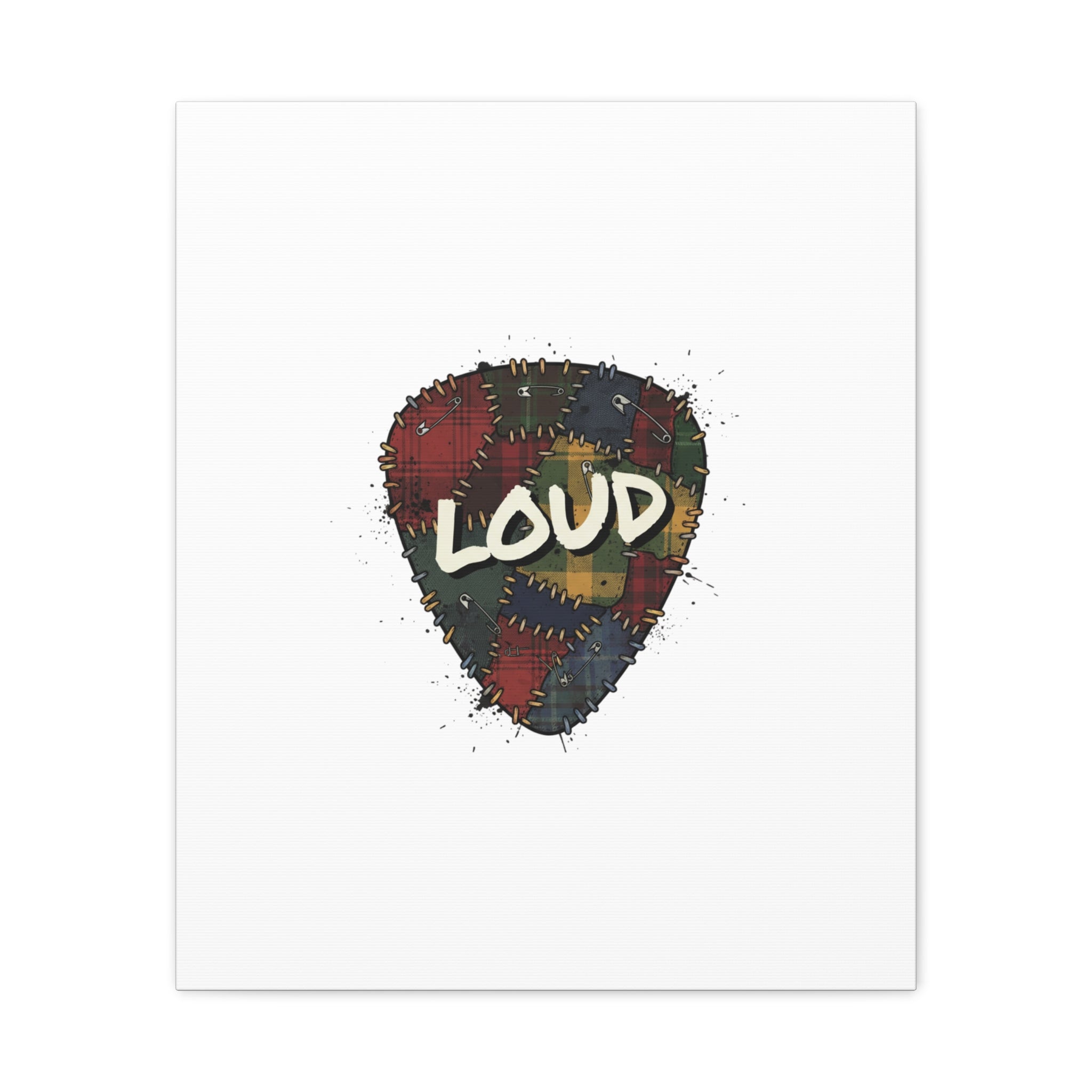 Plaid Patchwork Guitar Pick Canvas, Grunge Revival, 90s Rock Plaid Aesthetic 20" x 24" (Vertical) 1.25"
